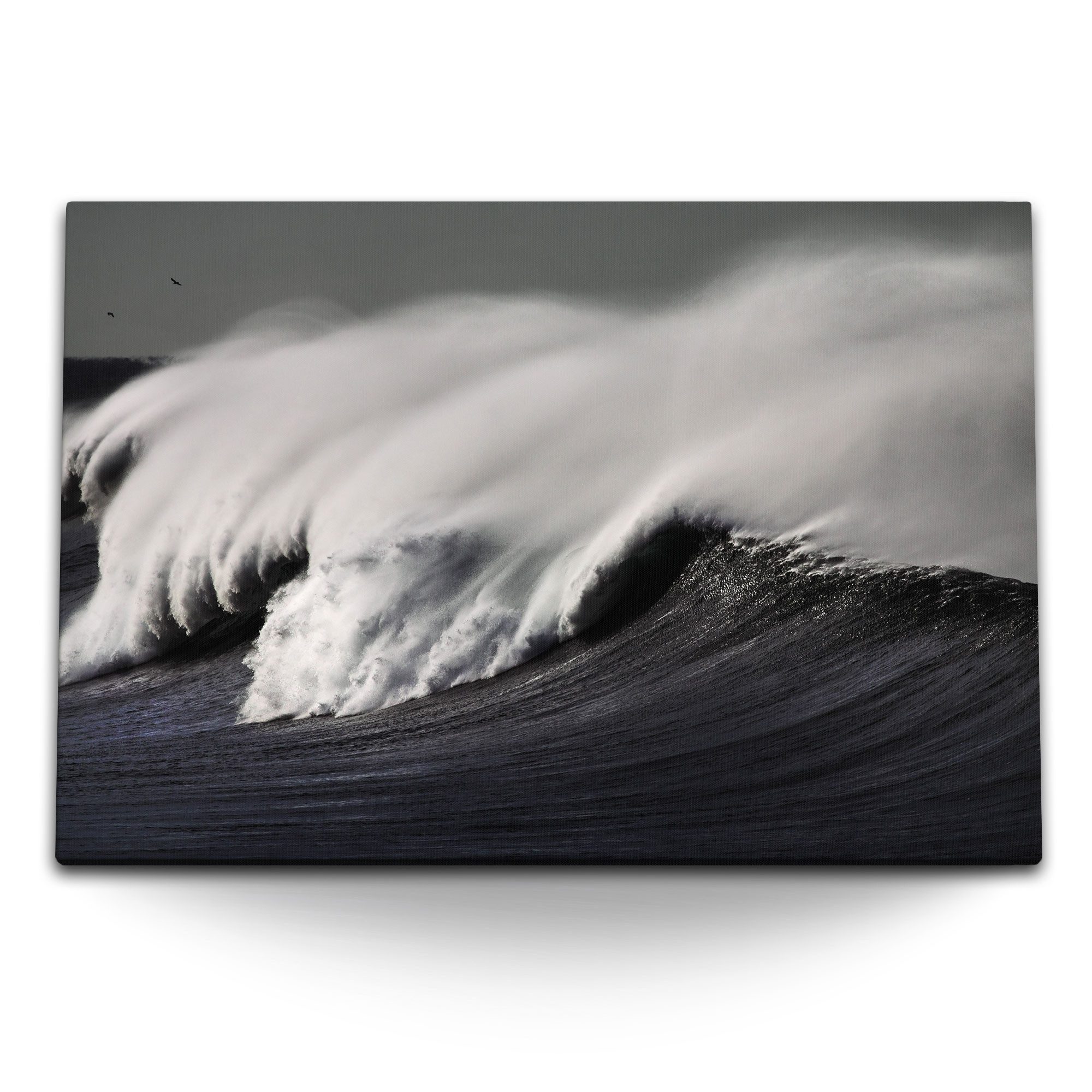 Sinus Art Leinwandbild 120x80cm Wandbild auf Leinwand Große Welle Ozean Meer Dunkel Sturm, (1 St)