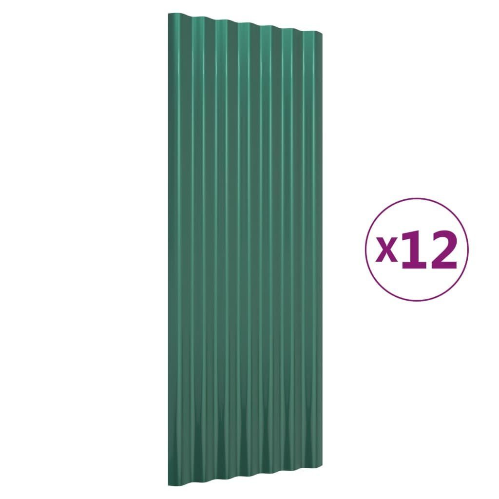 vidaXL Dachschindeln 100 x 36 cm Dachpaneele 12 Stk Pulverbeschichteter Stahl Grün 100x36 c
