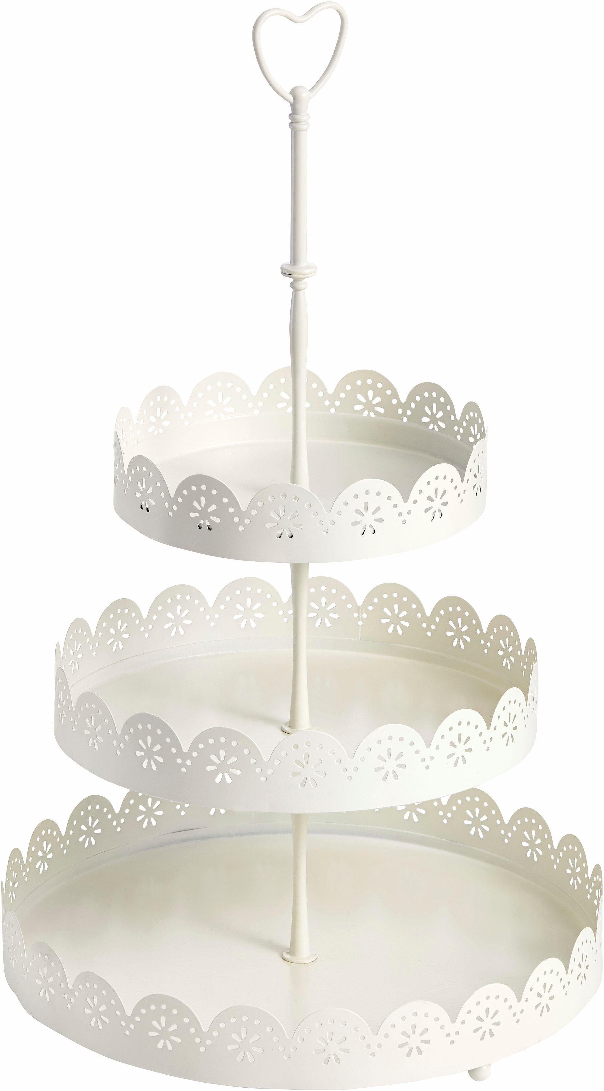 OTTO home Dekoetagere mit schönen, verspielten Ausstanzungen und Details, Etagere 3-stufig, Höhe 42 cm, rund, aus Metall