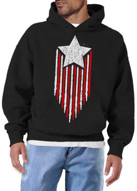 MAKAYA Kapuzenpullover Herren USA Pullover mit Kapuze Sweatshirt Star Amerika Fahne US Flagge Hoodie mit Druck