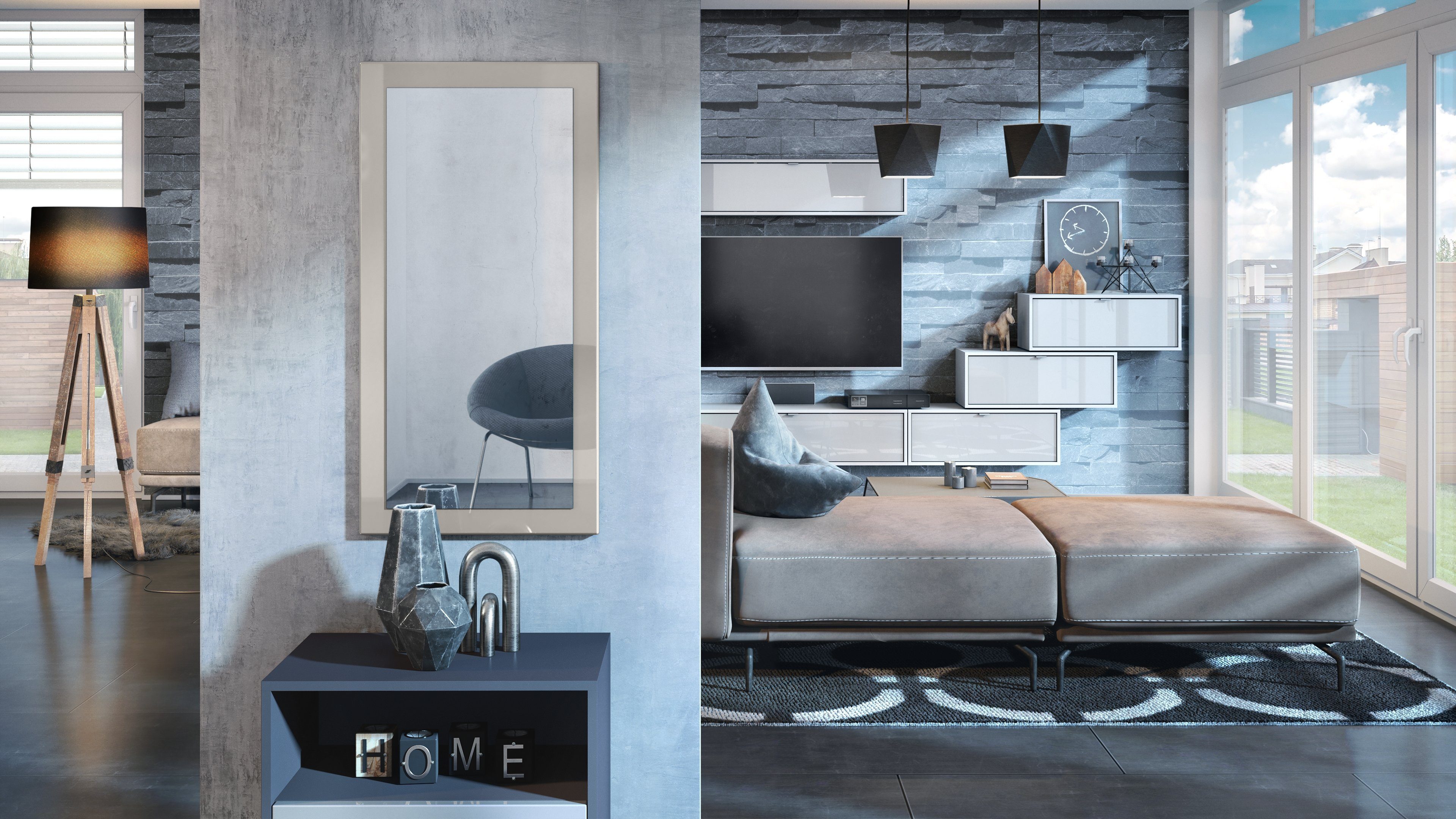 Vladon Wandspiegel Lima V1 (Wandspiegel, mit Rahmen im modernen Stil), Sand günstig online kaufen