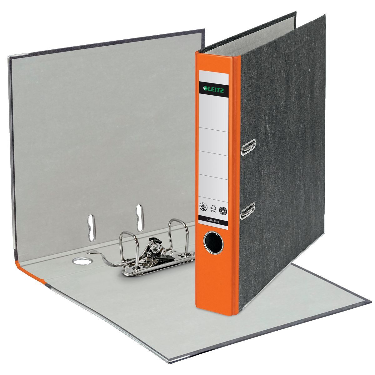 LEITZ Aktenordner LEITZ Standardordner 180° wolkenmarmor/orange DIN A4 Rückenbreite 5cm
