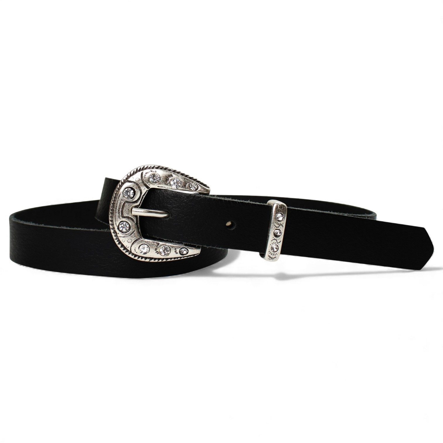 FRONHOFER Ledergürtel Kinder Rindleder schmal (1-St) 2 cm, Strass-Schnalle