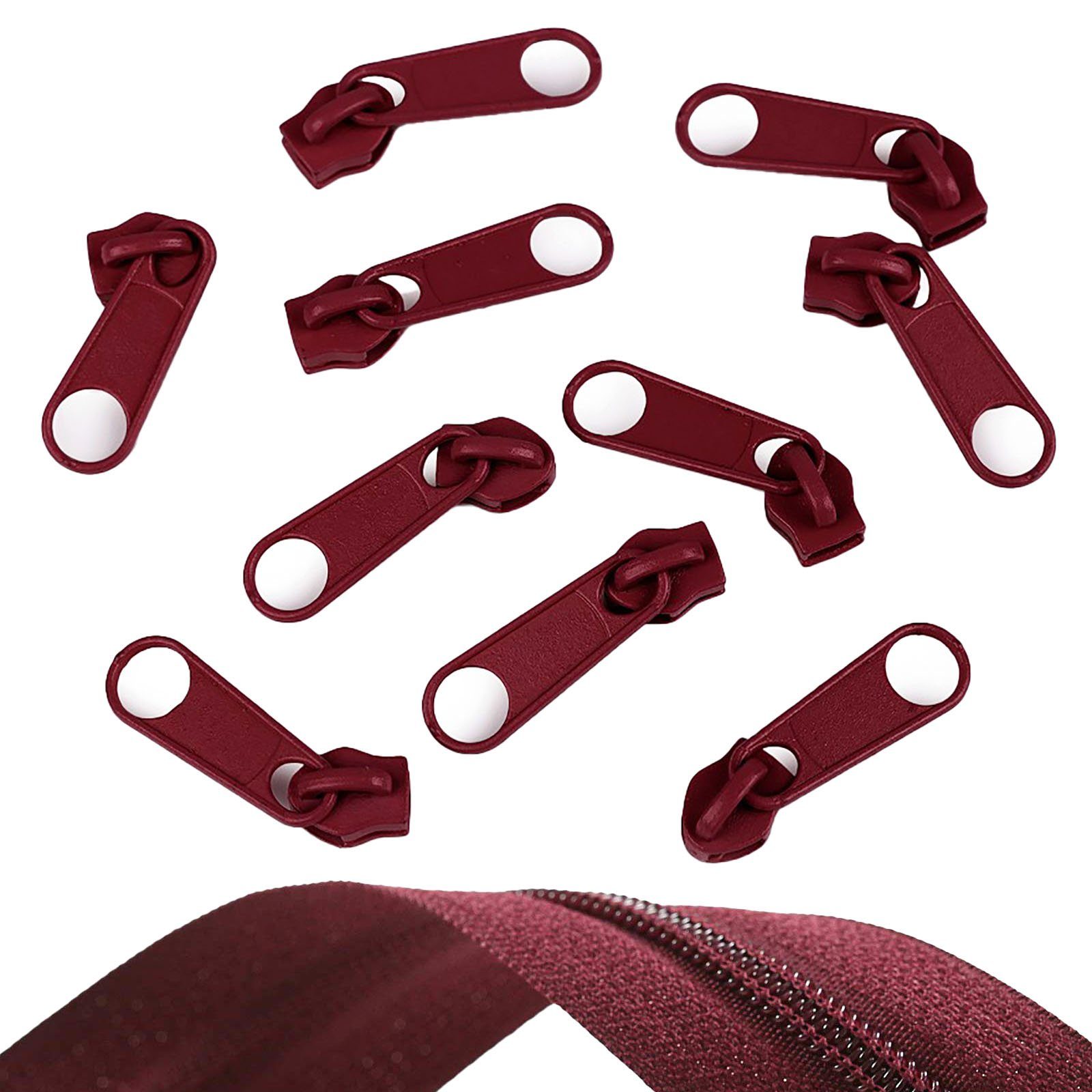 maDDma Reißverschluss 10 Reißverschluss Zipper für Endlosreißverschluss, 5mm, merlot
