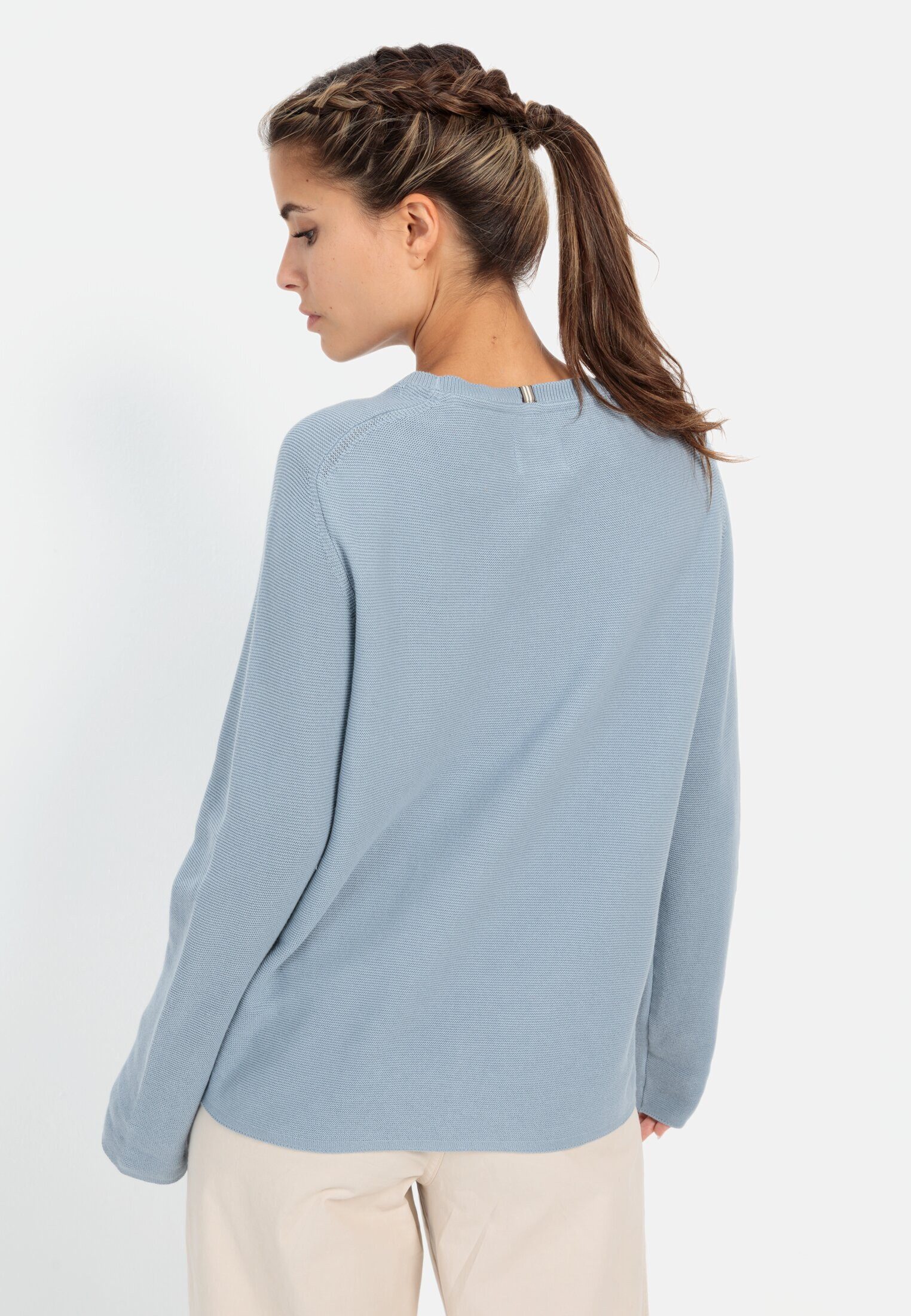 camel active Rundhalspullover aus reiner Baumwolle Langarm Rundhals Pullove günstig online kaufen