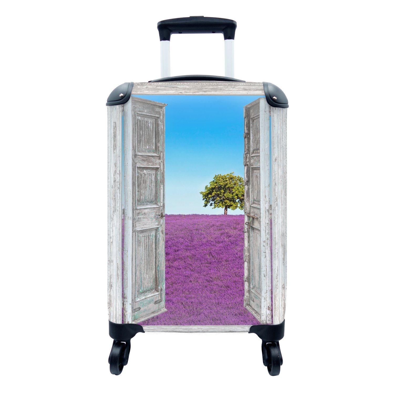 MuchoWow Handgepäckkoffer Blumen - Lavendel - Ansicht, 4 Rollen, Reisetasche mit rollen, Handgepäck für Ferien, Trolley, Reisekoffer