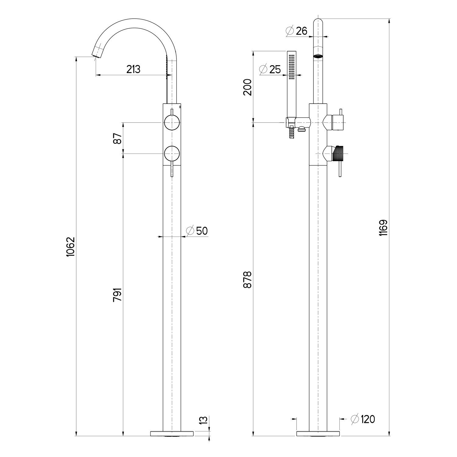 Sapho Wannenarmatur ULTRASAN Freistehende Wannenarmatur, Gold matt Sapho-UT021VG-SET