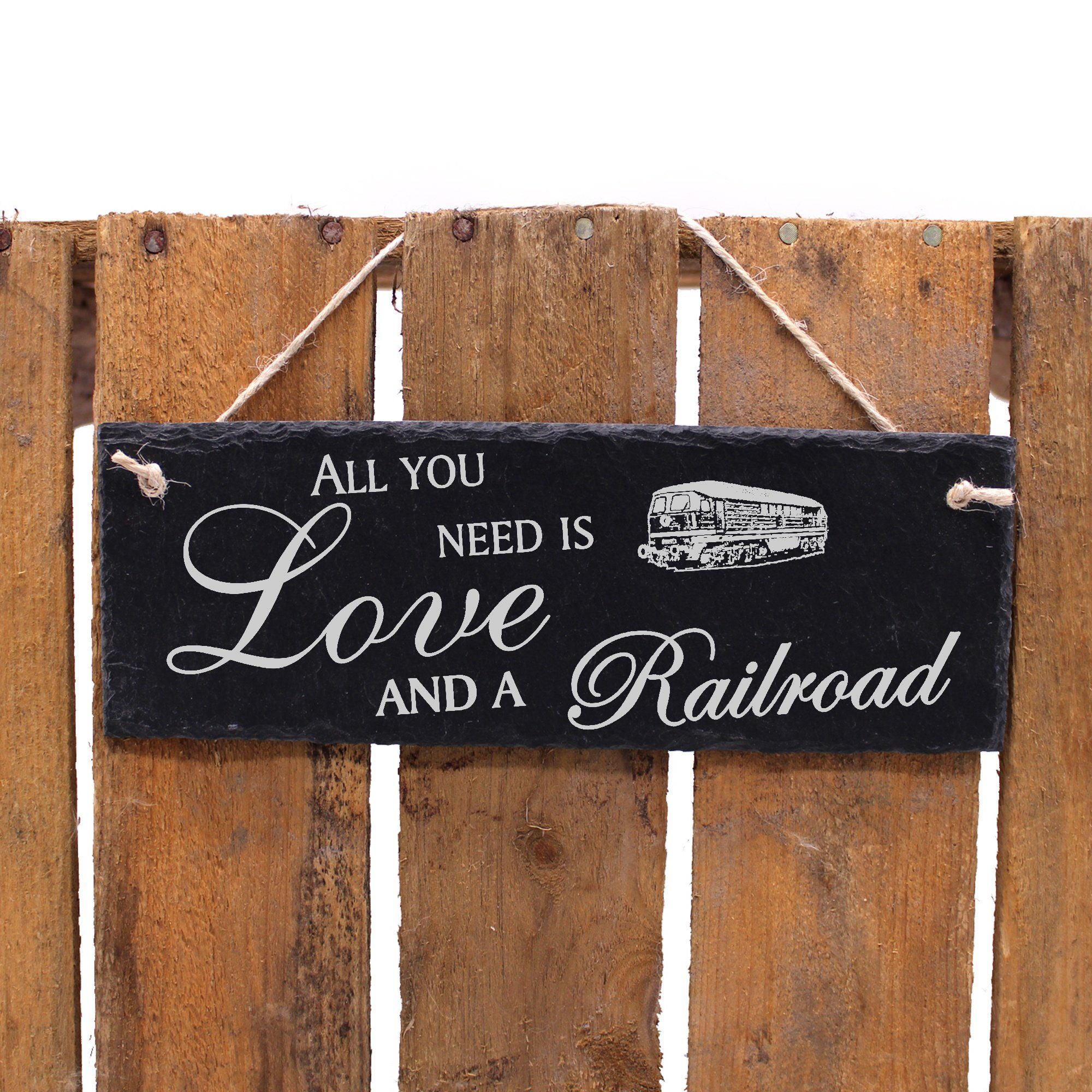 a 22x8cm Eisenbahn is and Love need Hängedekoration Railroad Dekolando All you