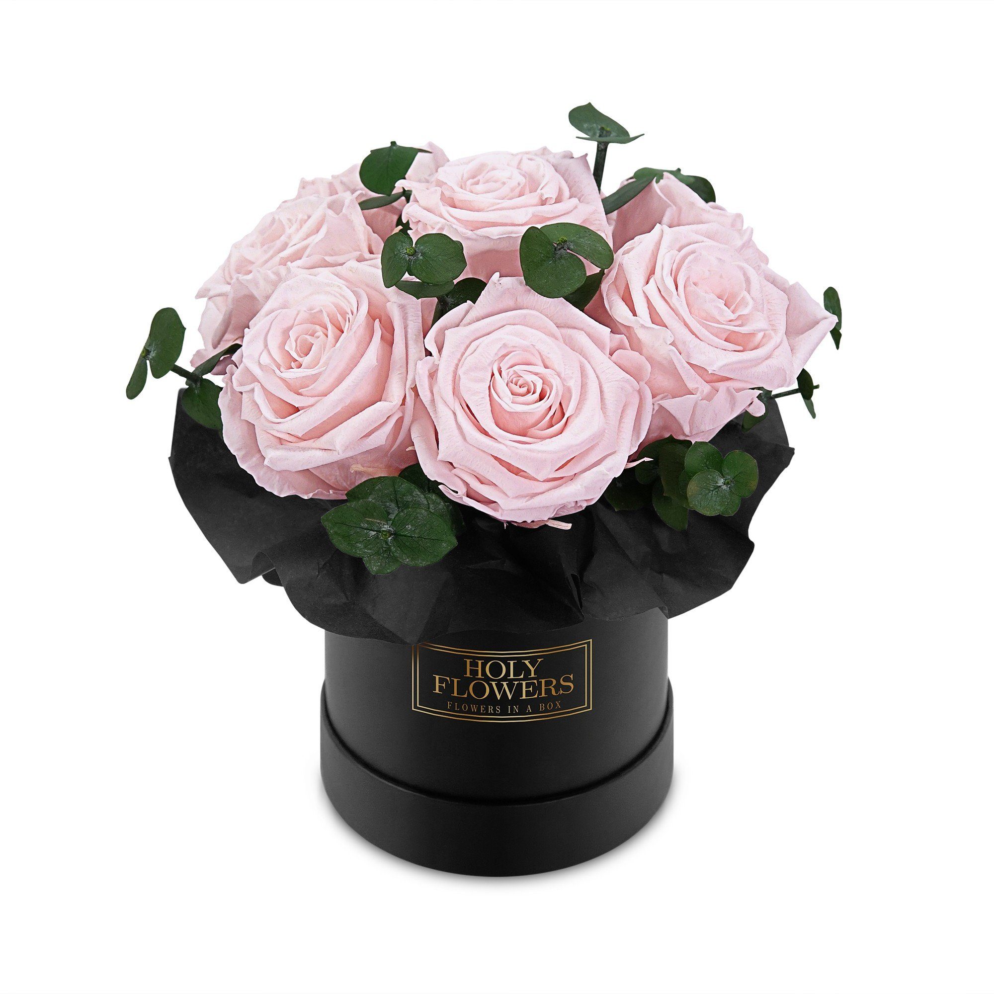 Kunstblume Rosenbox Bouquet mit 7-9 Infinity Rosen I 3 Jahre haltbar I Echte, duftende konservierte Blumen I by Raul Richter Rose, Holy Flowers Hellrosa