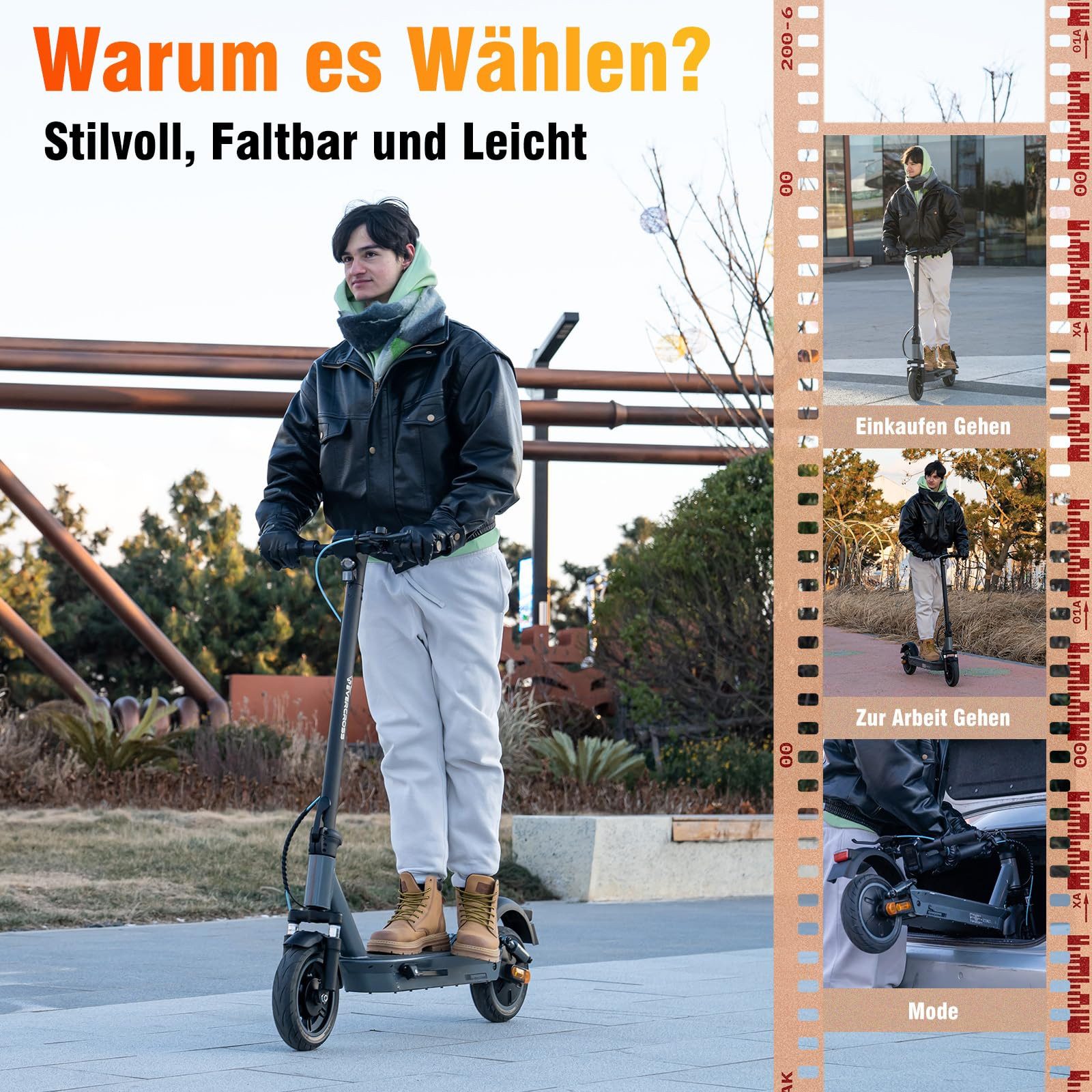 EVERCROSS TECH E-Scooter EV10K MAX with road approval (ABE), 55/70 km/h, 10/15/20 km/h, 20.00 km/h, app, 15.6Ah/18.2Ah, dual braking system, 10" foldable electric scooter