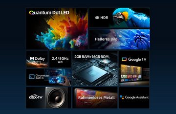 CHiQ U43QM8G QLED-Fernseher (108,00 cm/43 Zoll, 4K Ultra HD, Smart-TV, Google TV, Metall Rahmlos design, Google Assistant, Quantum Dot 4K)