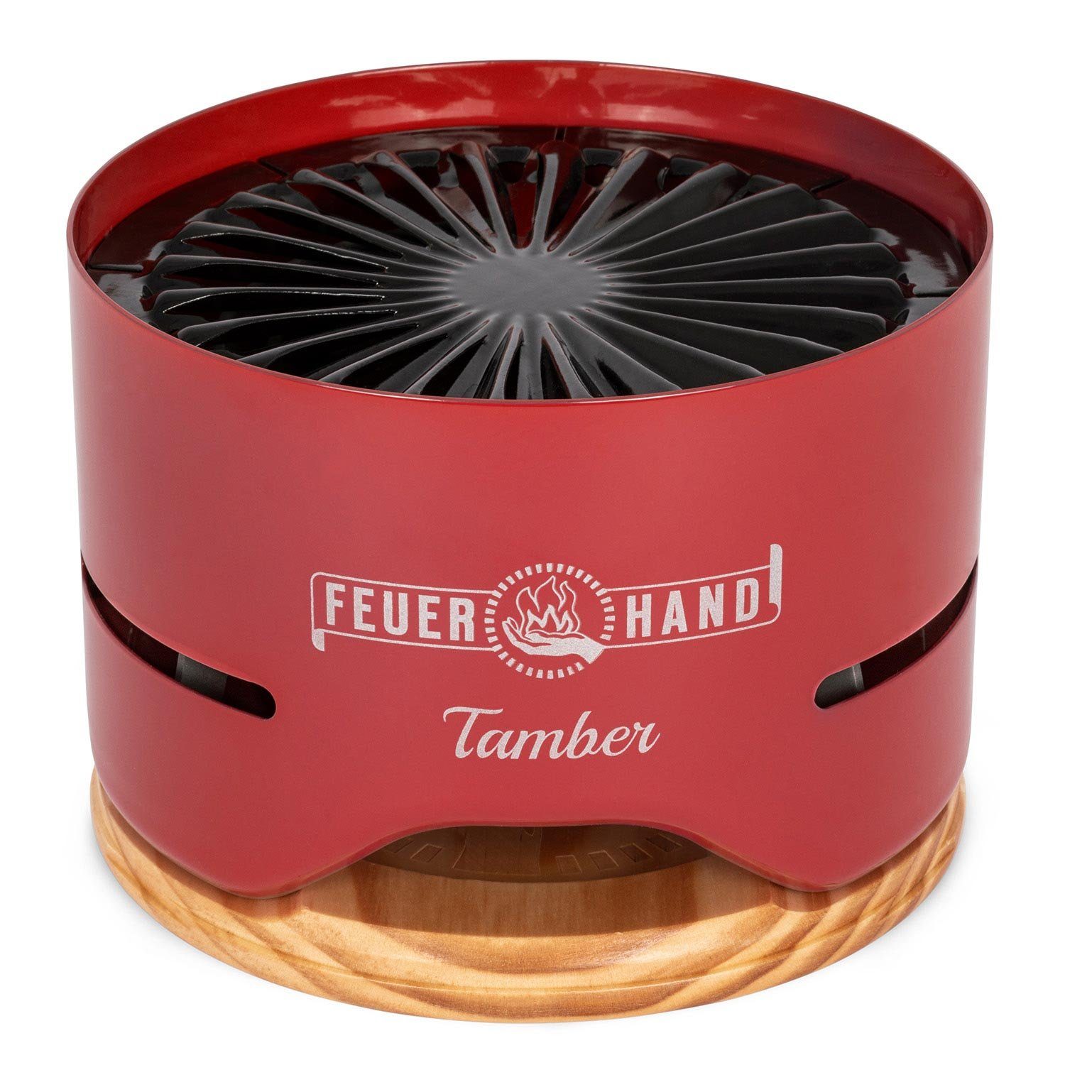 Feuerhand Holzkohlegrill Tamber Tischgrill +1kg spezial Holzkohle fast rauchfrei Farbe Rot