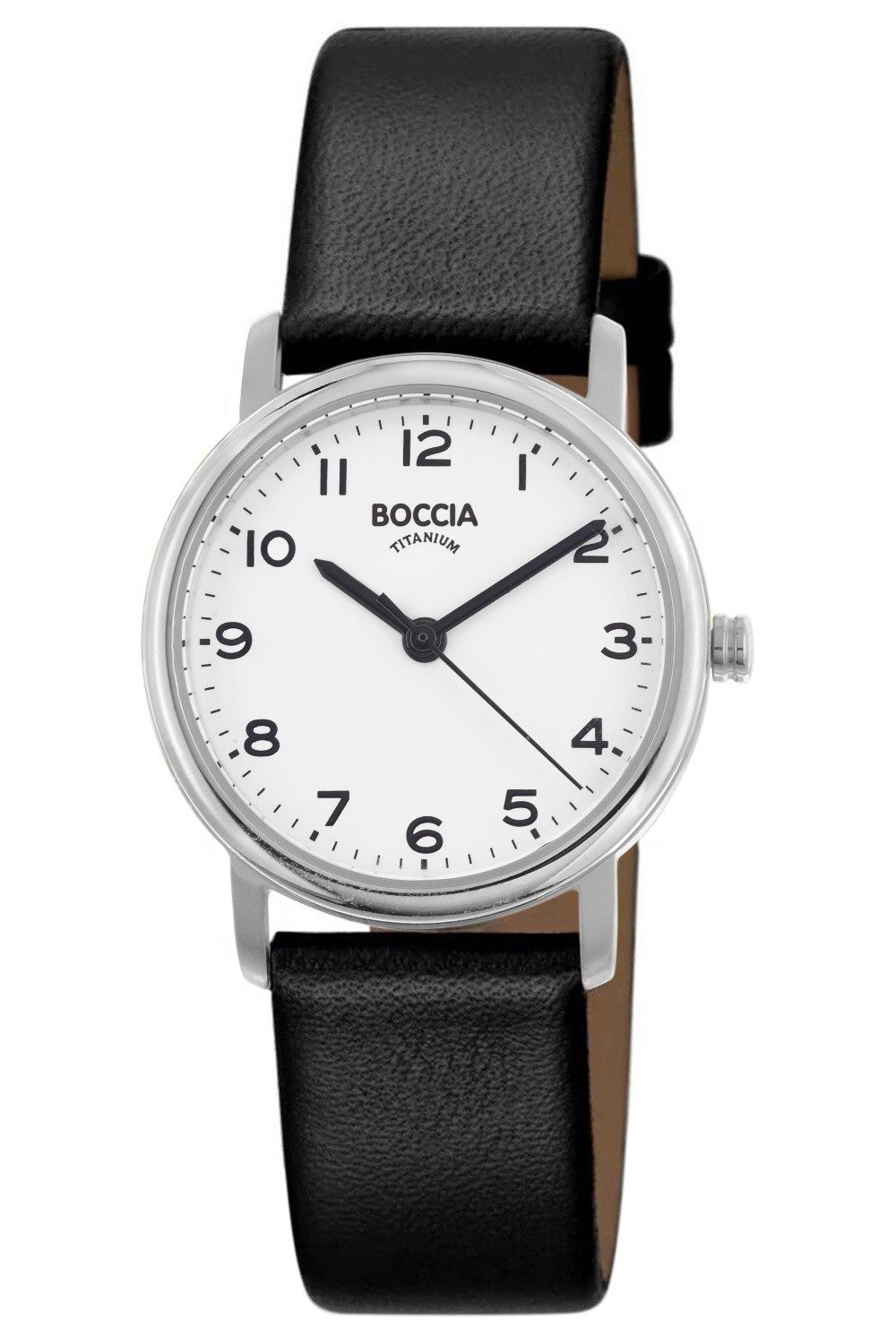 Boccia Quarzuhr Titan mit Lederband Schwarz günstig online kaufen