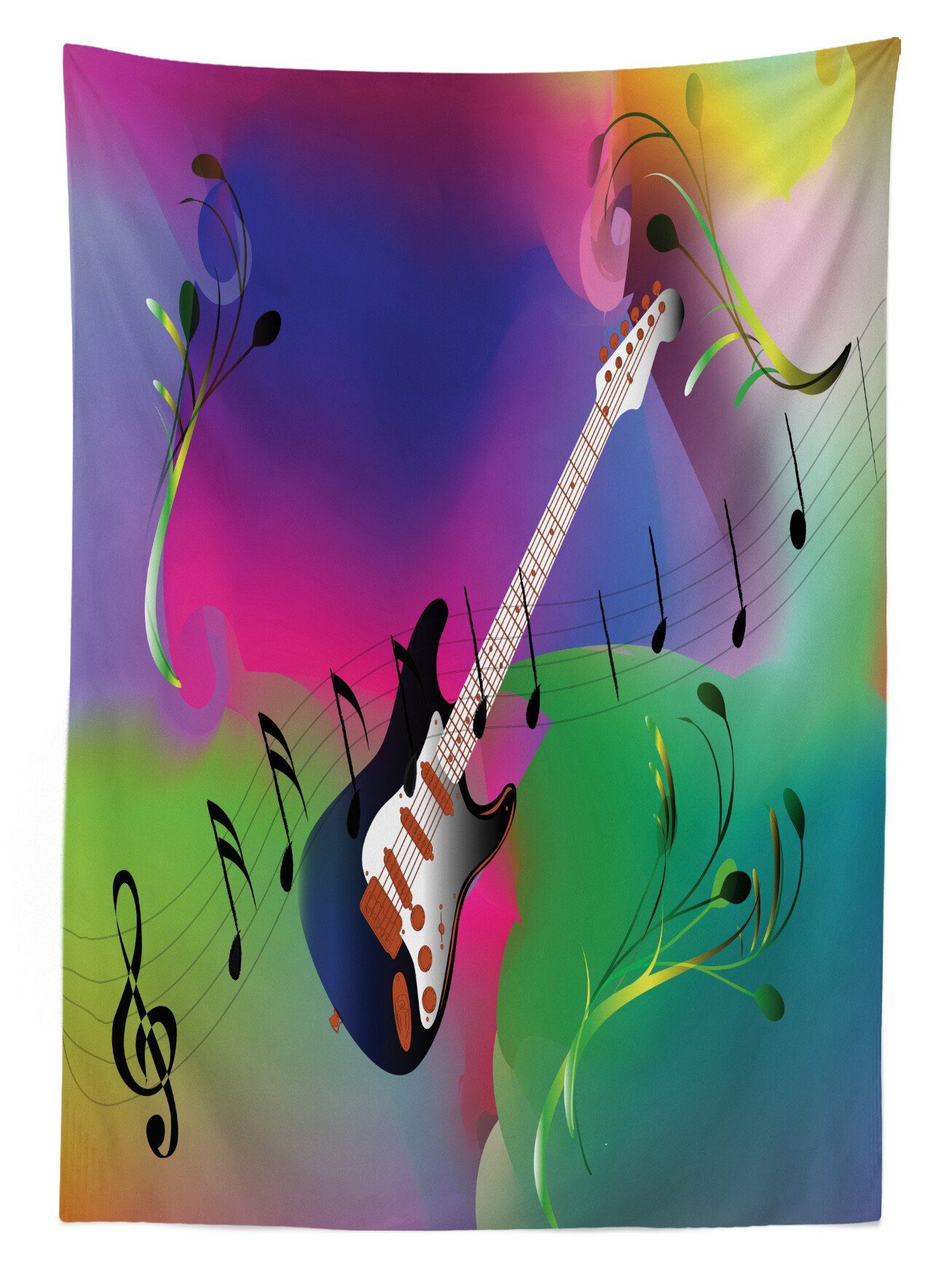 Farbfest Musiknote Bereich Waschbar Außen Gitarre geeignet Tischdecke bunten auf Farben, Klare den Abakuhaus zurück Für