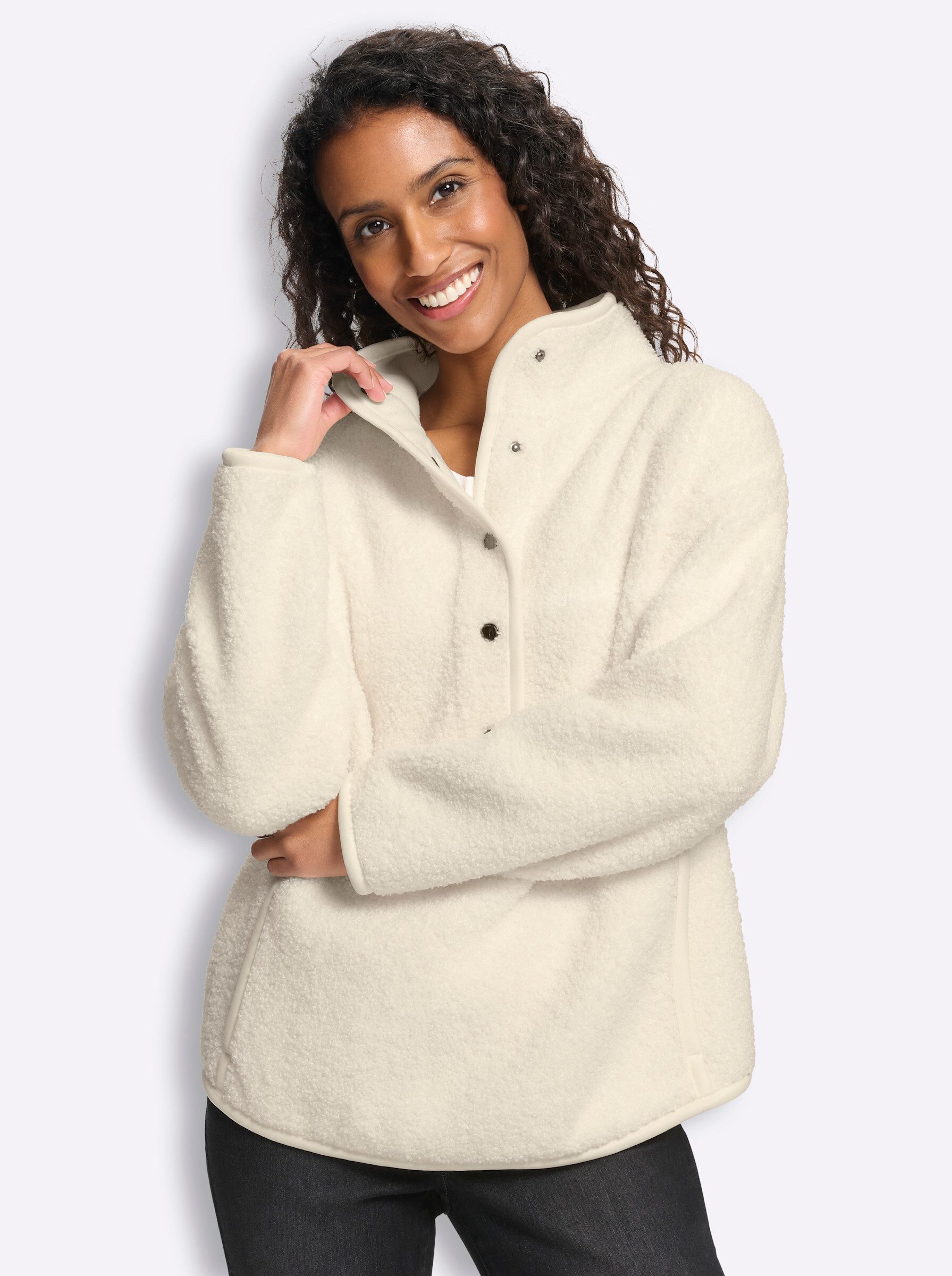 heine Fleeceshirt Fleece-Shirt Langarm Länge ca. 70 cm
