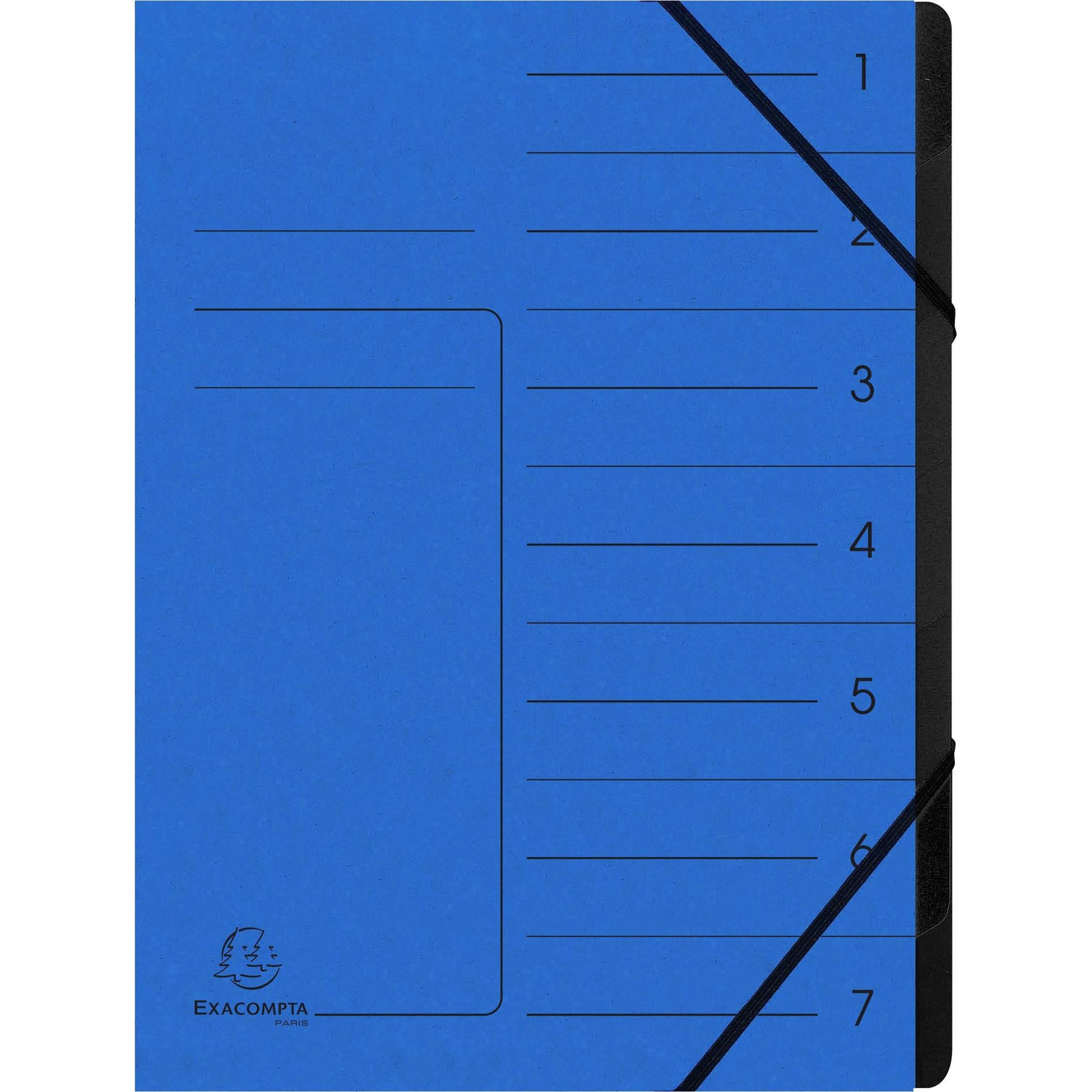 Organisationsmappe Exacompta EXACOMPTA Ordnungsmappe - 7 Fächer, A4, Karton, blau