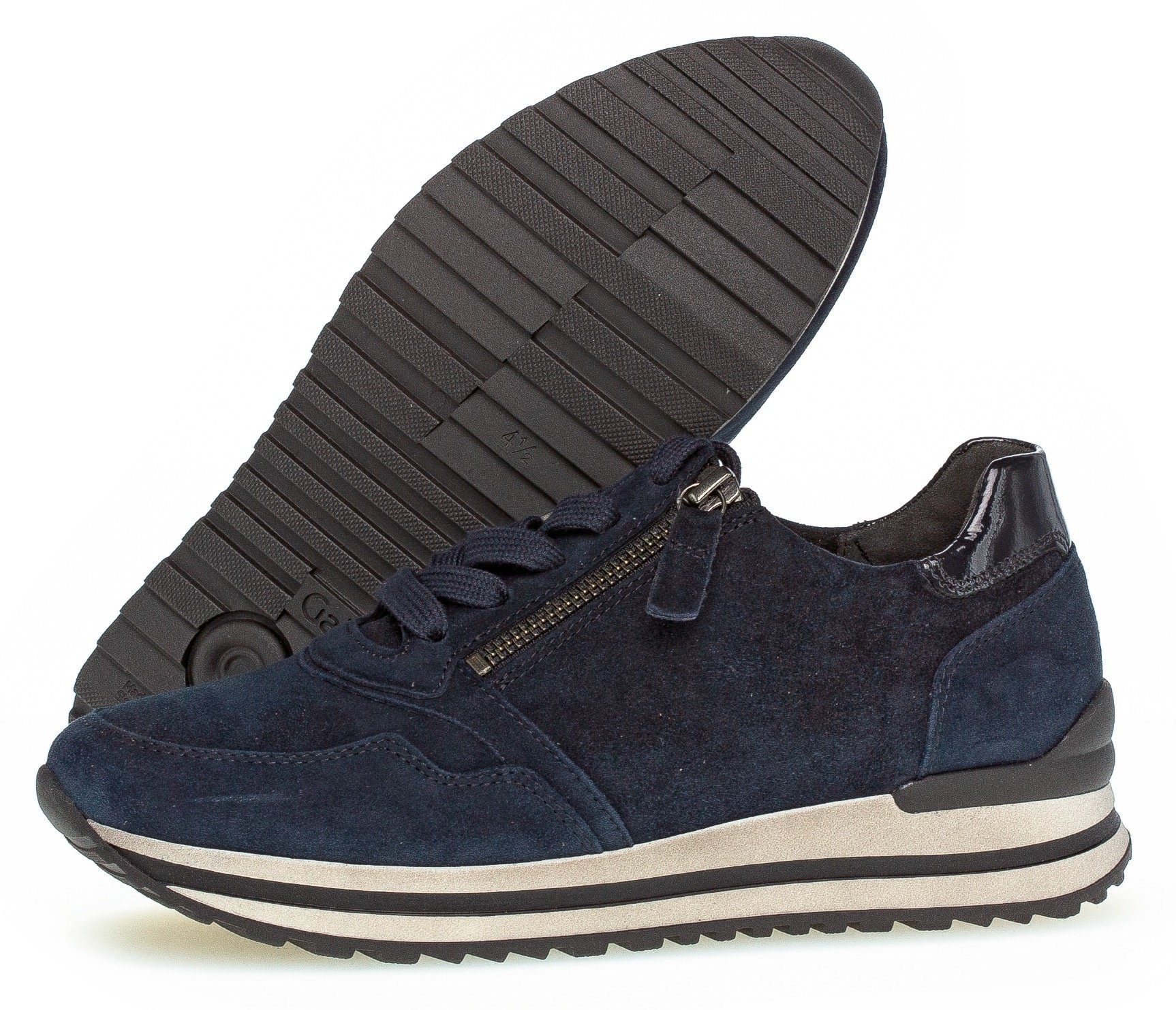 Gabor mit H-Weite (dark-blue) Keilsneaker gepolstertem Schaftrand, Blau Turin