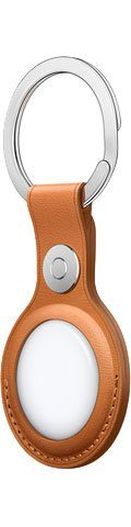 Brown Apple Golden Key Schlüsselanhänger Ring Leather AirTag