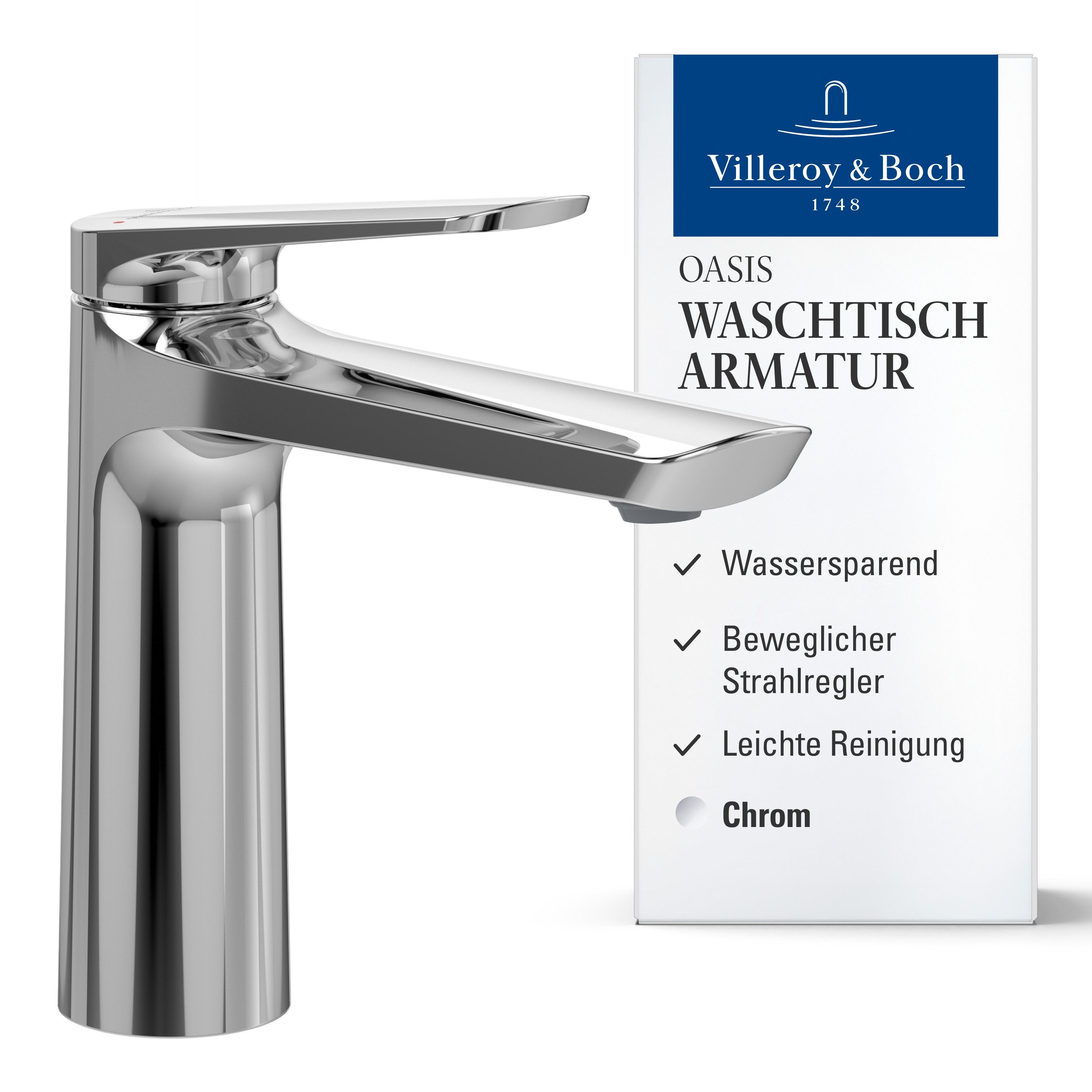 Villeroy & Boch Waschtischarmatur Oasis Wasserhahn ohne Zugstange mit Keram günstig online kaufen