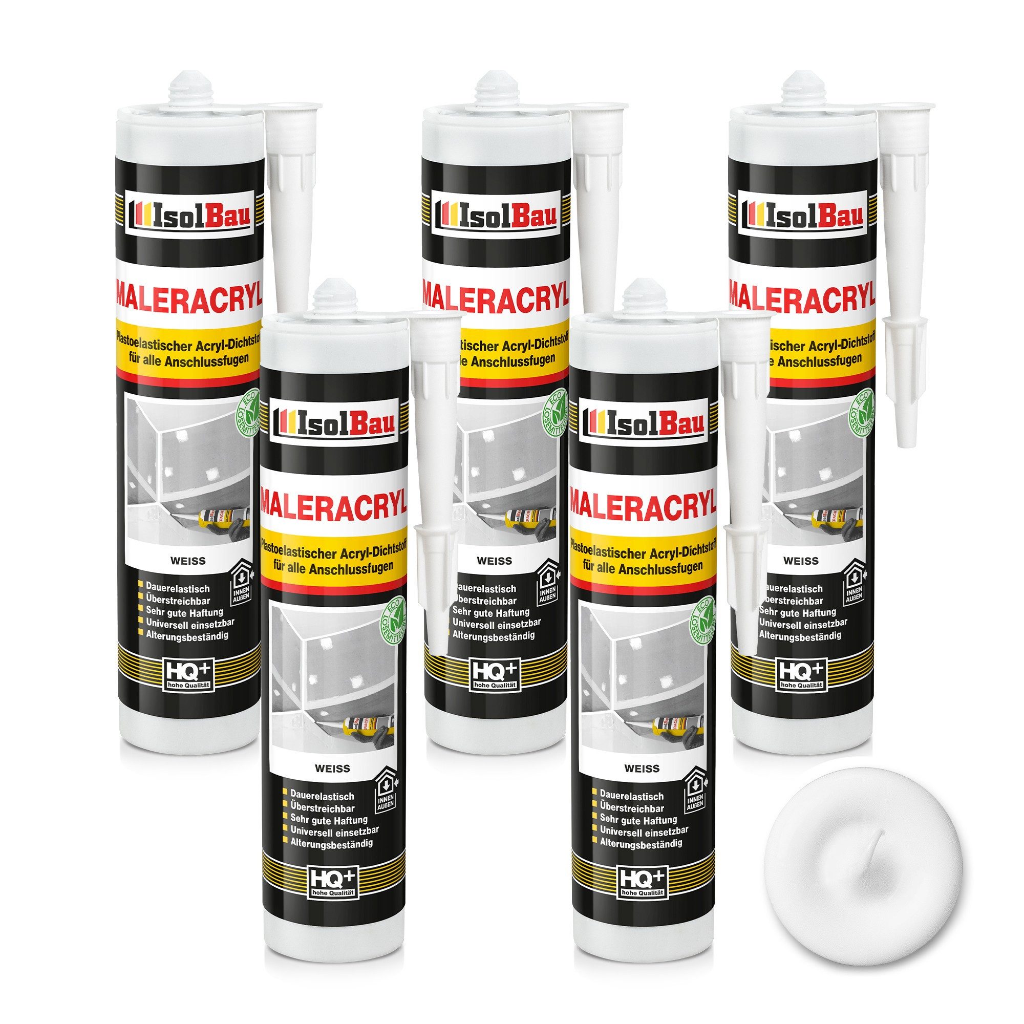 None Spachtelmasse Maleracryl Bauacryl 5 x 300ml Fugen Plastoelastischer Acryl-Dichtstoff, Mauerwerk Putz Gipskarton Beton Gasbeton Zement Holz Polystyrolschaum
