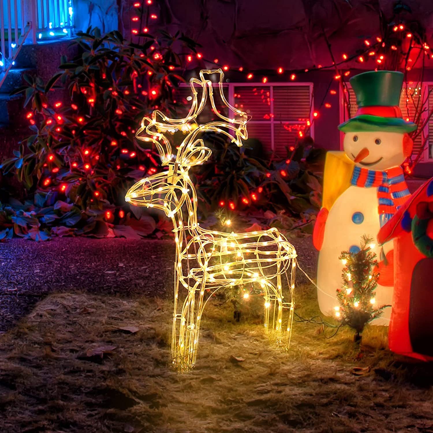 Salcar LED Dekolicht »60cm Rentier Weihnachtsdeko Hirsch Beleuchtet LED  Lichtschlauch Elch«, Weihnachten Deko Außen