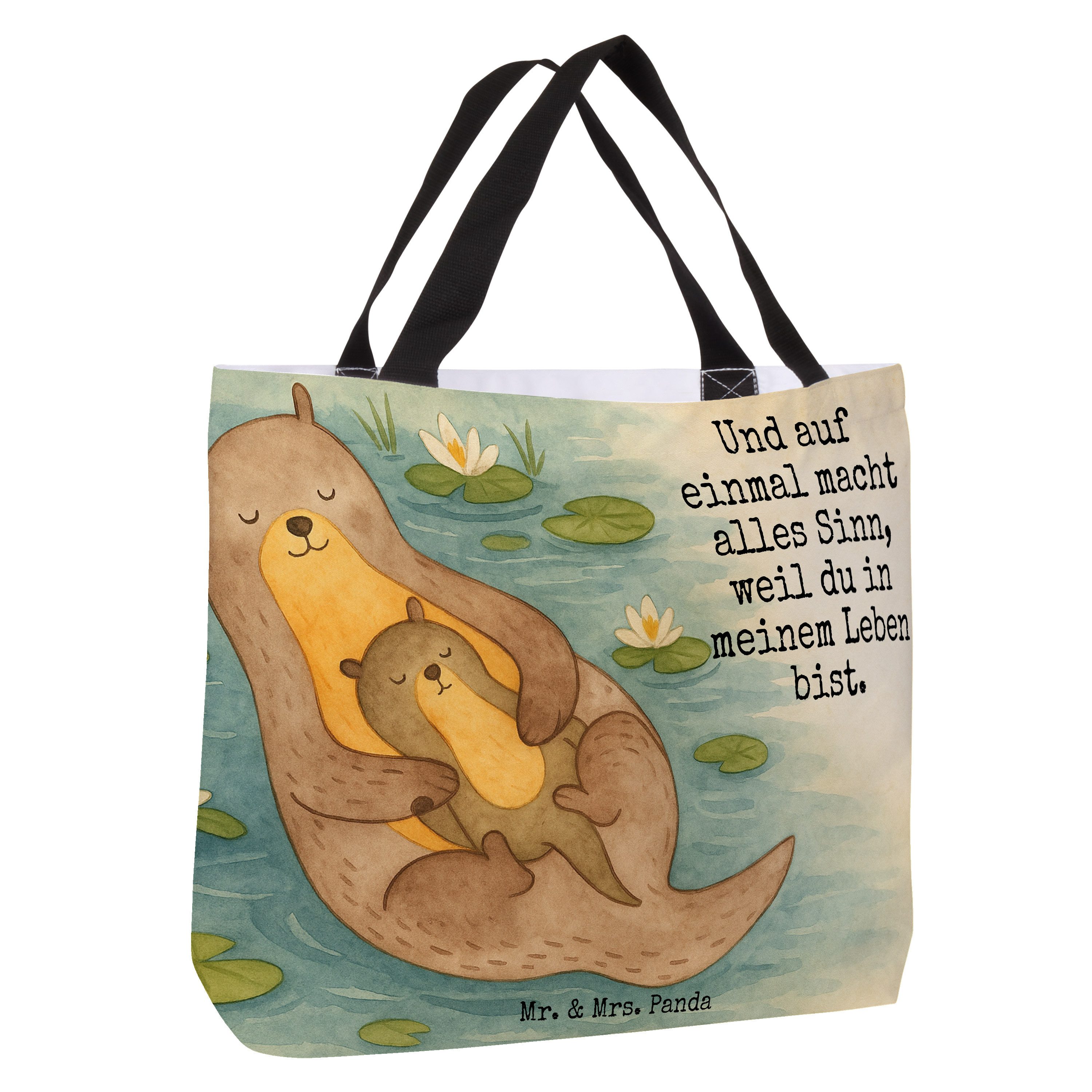 Mr. & Mrs. Panda Shopper Otter Kind Design, Tote Bag, Weiß, Reisetasche, Seeotter, Baby, Mutte (Packung), Seeotter Alltagstasche studententasche