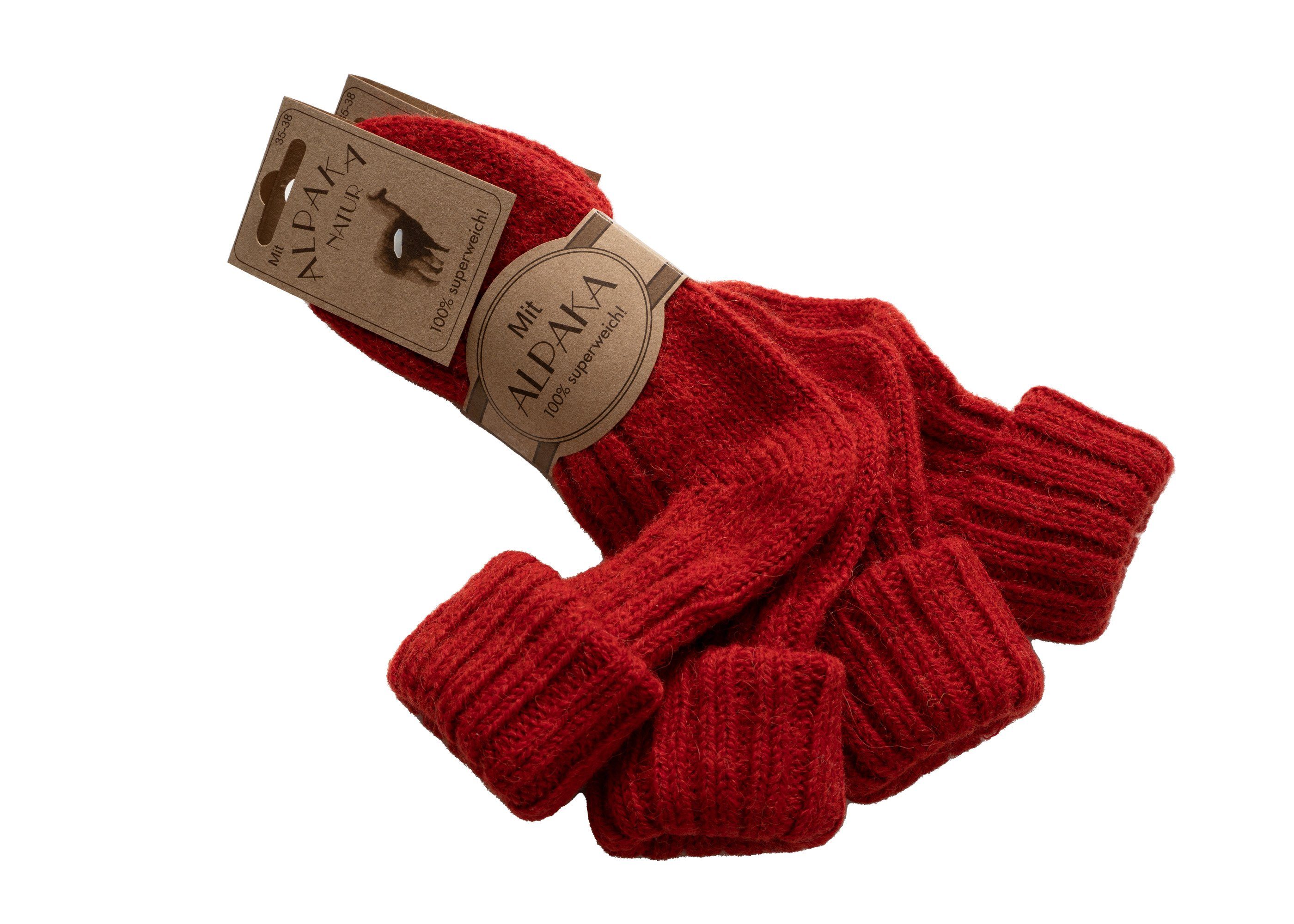 Umschlag Alpakawolle mit mit 40% Socken Strapazierfähige warme mit HomeOfSocks Socken Alpakawolle und Wollanteil Bunte Socken Wolle und Rot und