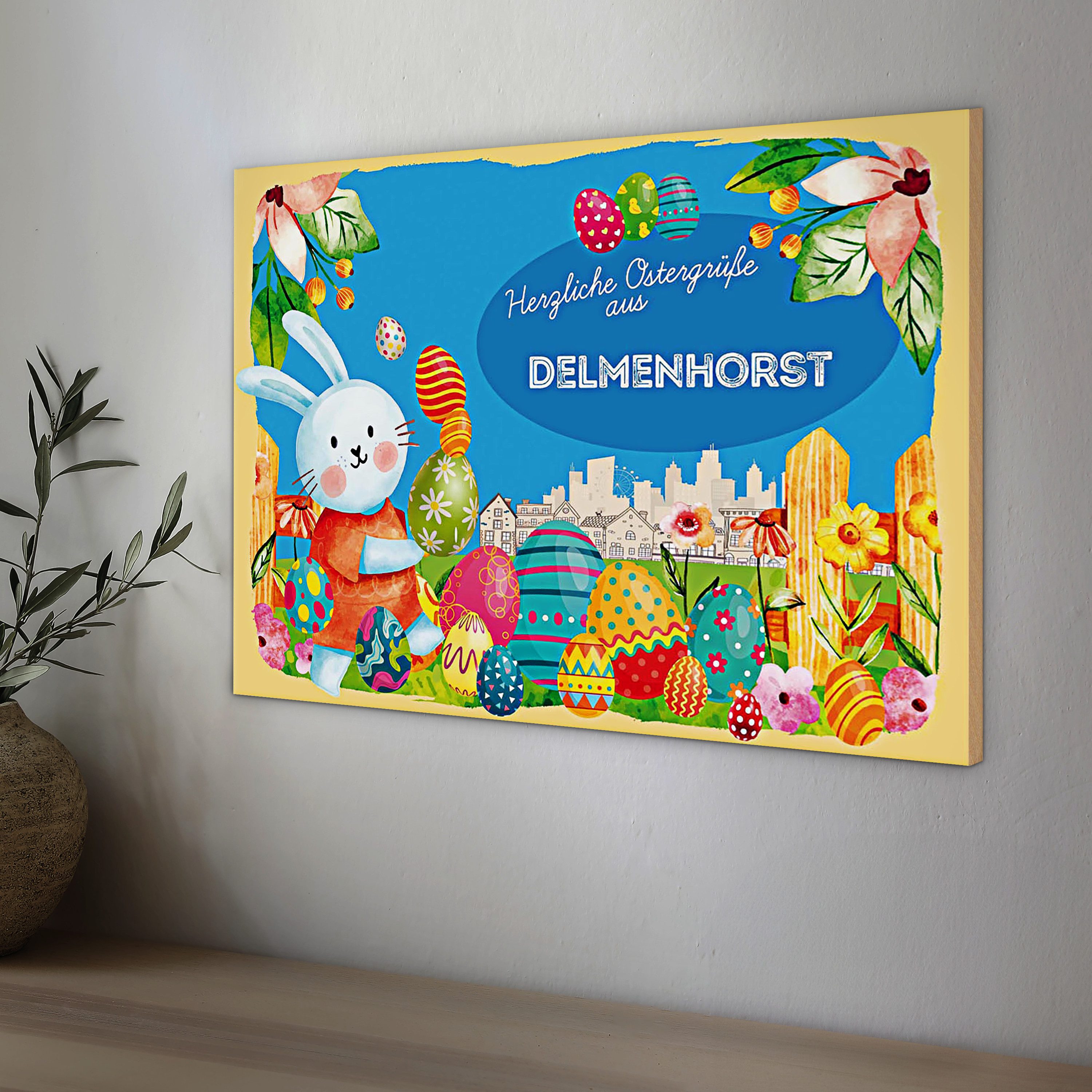 Roomando Holzbild Holzschild Ostern Ostergrüße 30x20cm DELMENHORST