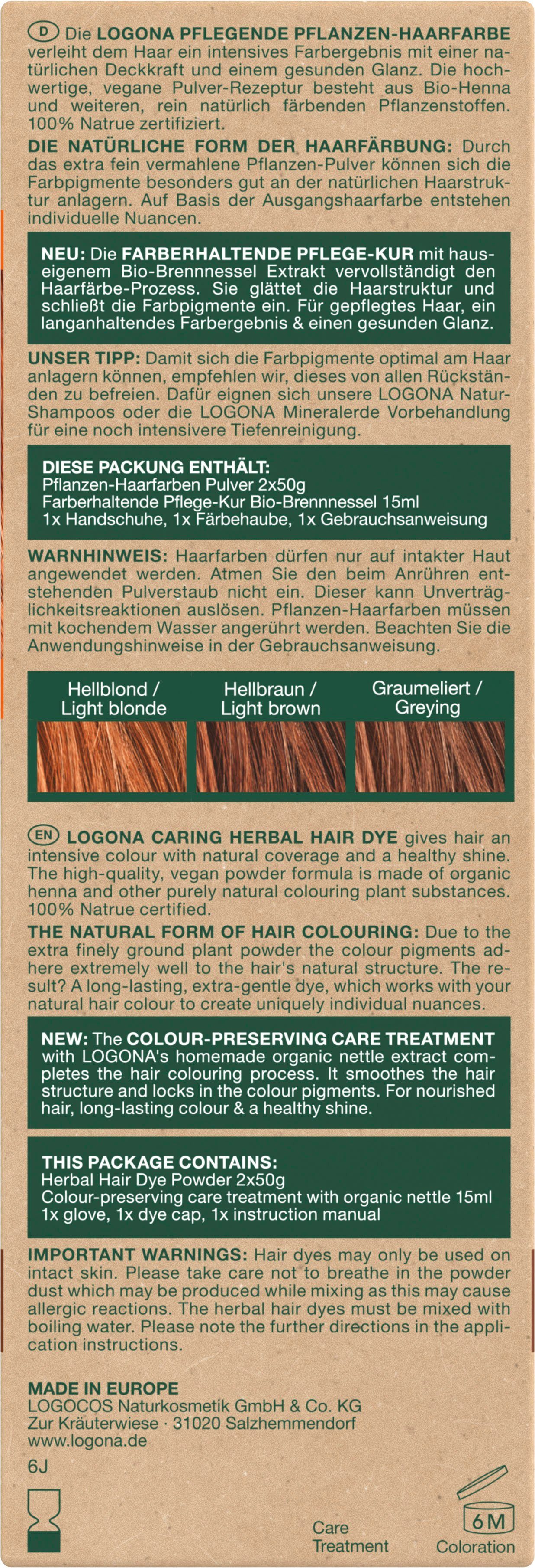 Pulver 03 Haarfarbe Flammenrot Pflanzen-Haarfarbe LOGONA