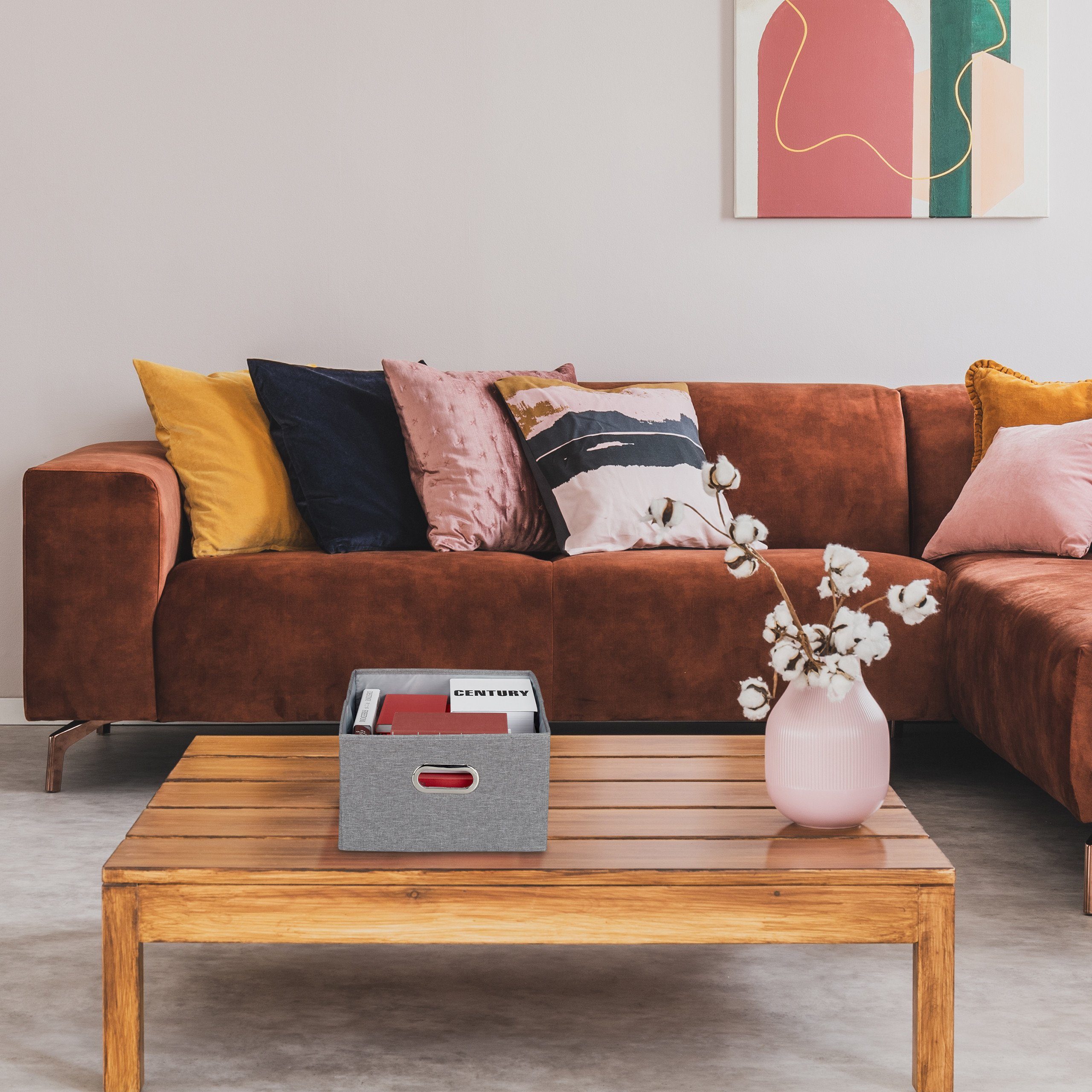 relaxdays Aufbewahrungsbox mit Deckel 2er Set, grau günstig online kaufen