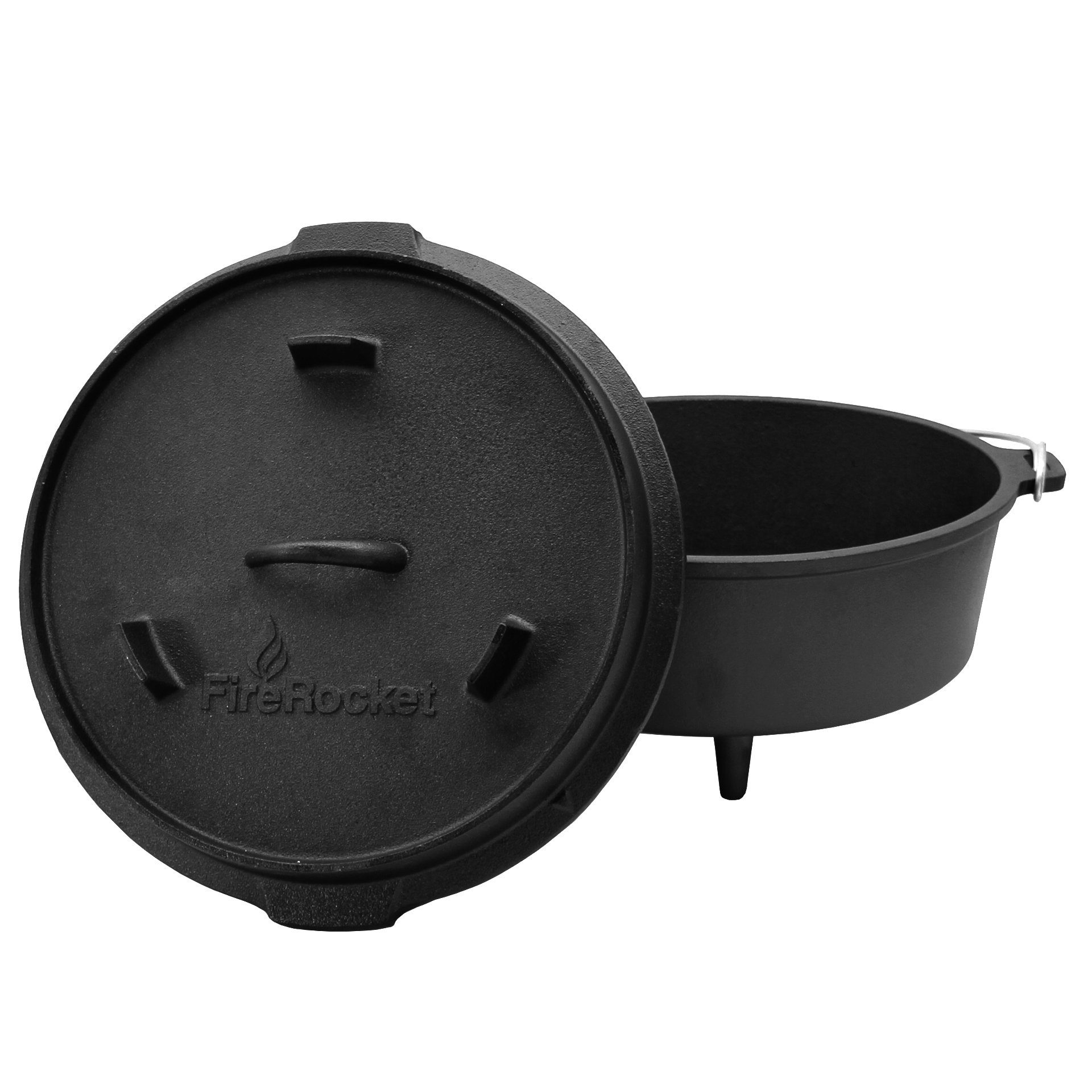 FireRocket Grilltopf Dutch Oven 6qt 5,5L Dreibein Premium Gusseisen, Gusseisen (Dutch Oven)