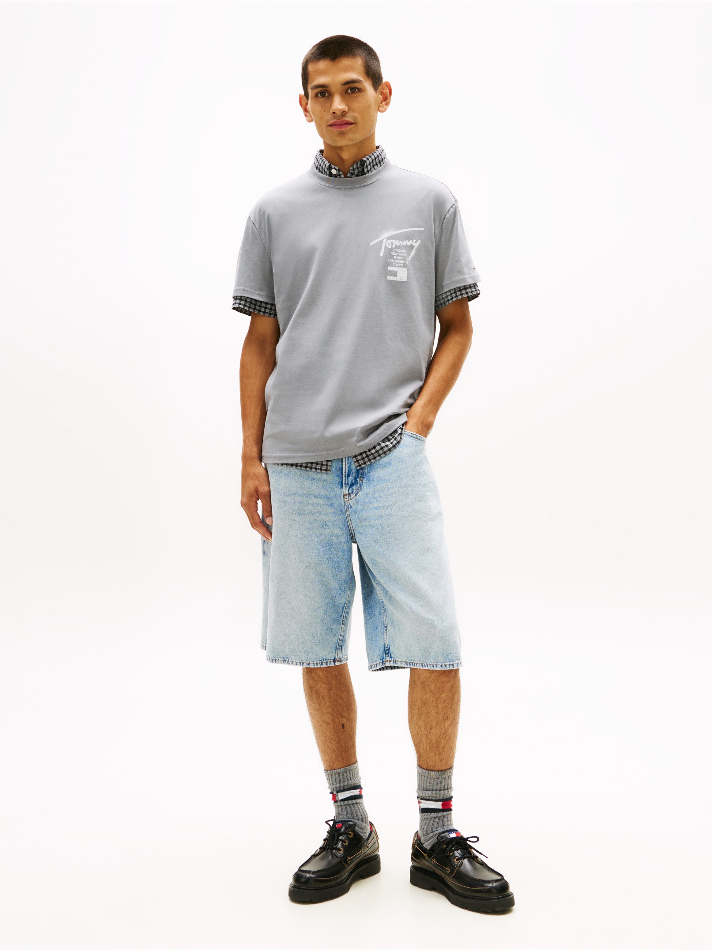Tommy Jeans T-Shirt TJM REGULAR CITY SIGN Regular fit mit Markenprint
