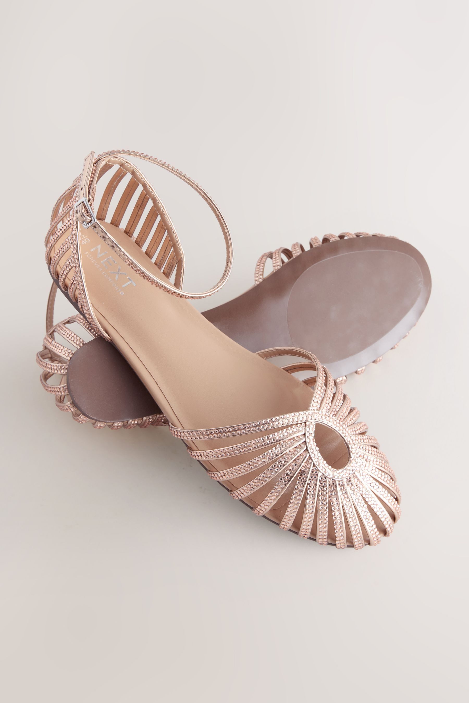Next Forever Comfort® flache Glitzer-Schuhe Riemchensandale (1-tlg)