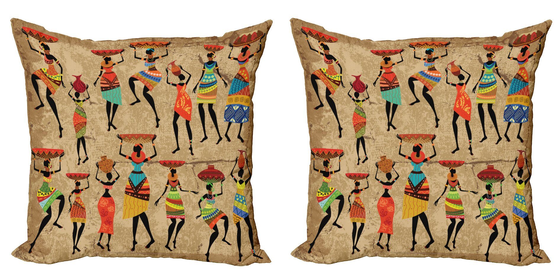 Kissenbezüge Modern Accent Doppelseitiger Digitaldruck, Abakuhaus (2 Stück), Afrikanisch Frau Silhouetten | Kissenbezüge