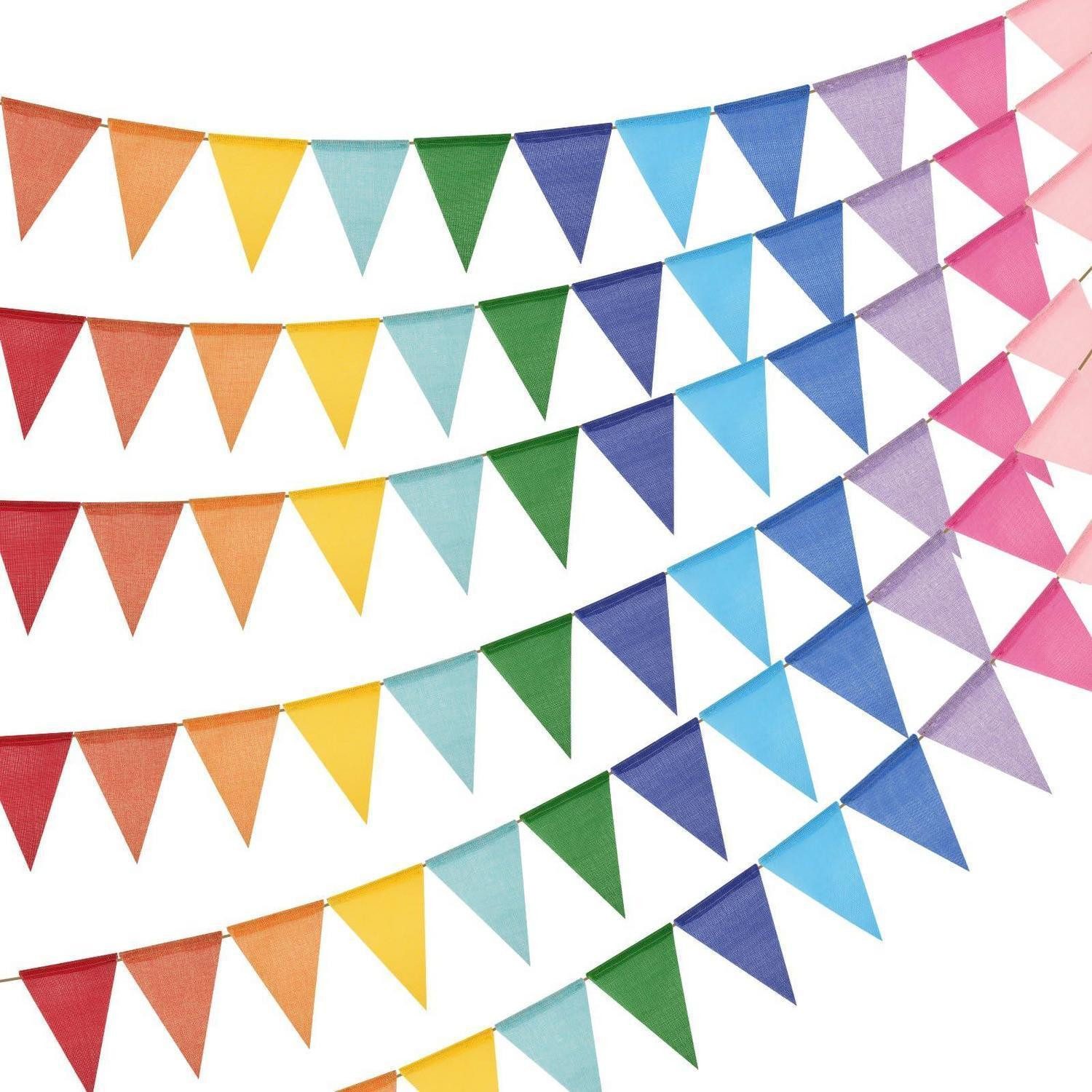 LuxusKollektion Wimpelkette Wimpelkette Outdoor Wetterfest Bunt 20m 5 Stück