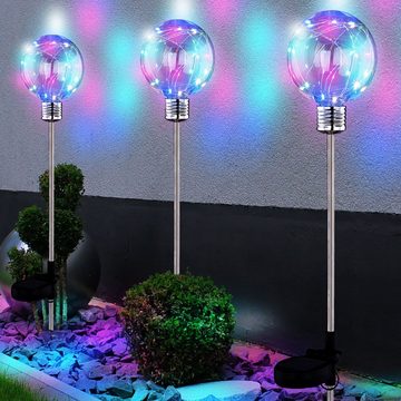 etc-shop LED Gartenleuchte, LED-Leuchtmittel fest verbaut, Farbwechsel, RGB LED Solar Steck Lampe Farbwechsel Garten Weg Außen Kugel Erdspieß
