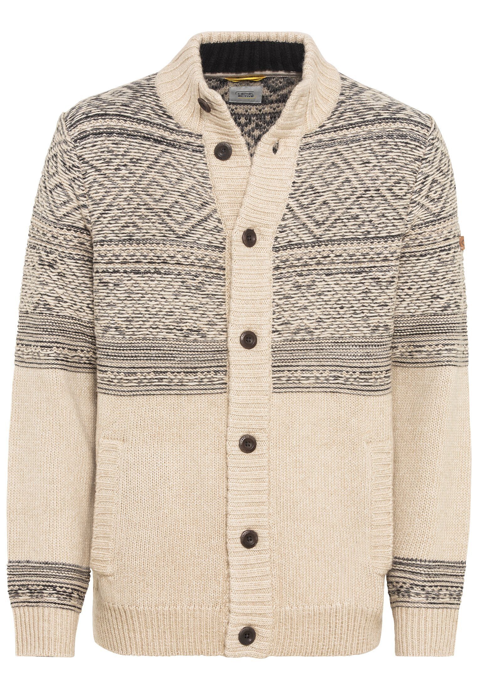 camel active Strickjacke Geknöpfte Strickjacke mit Stehkragen günstig online kaufen