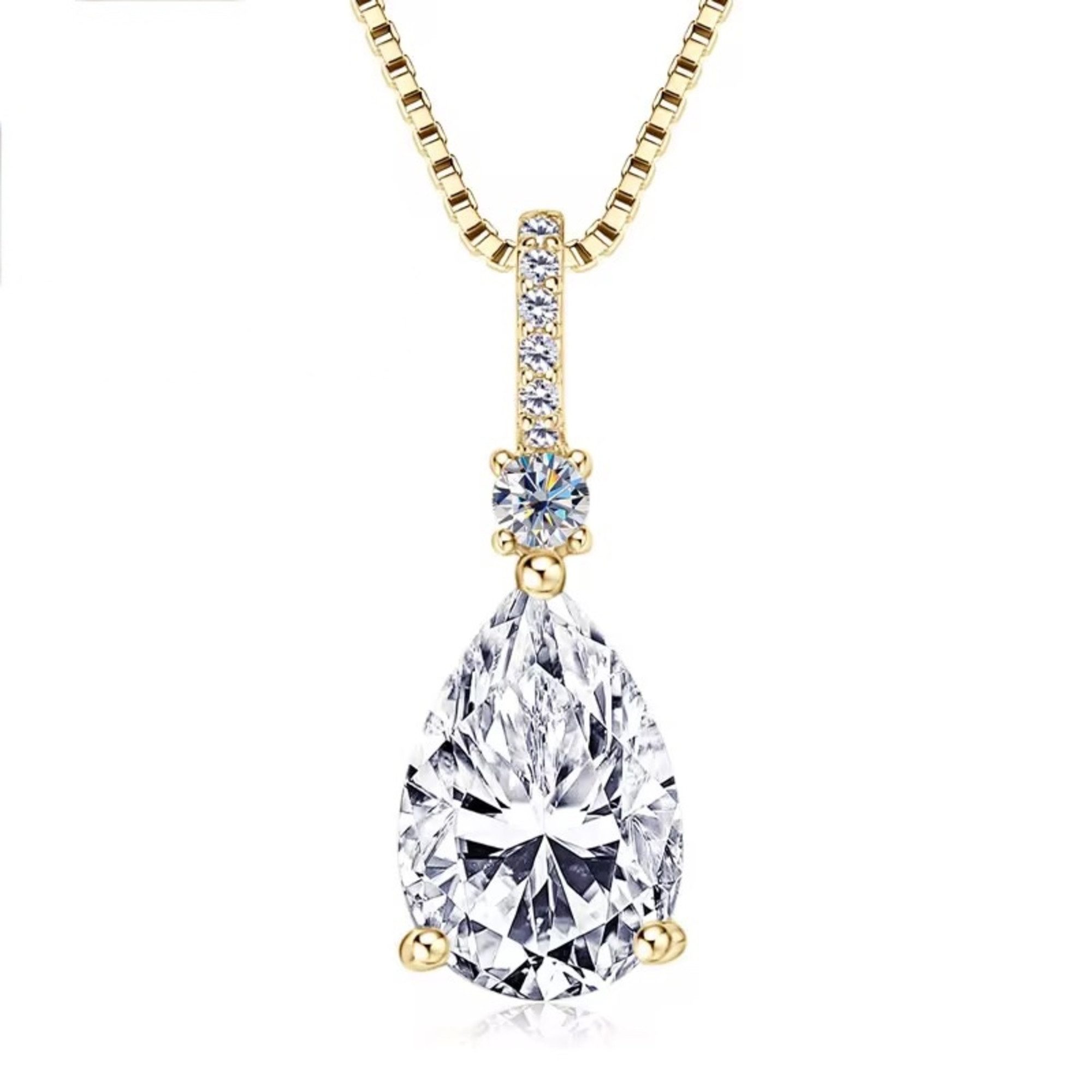 ROUGEMONT Silberkette Funkelnde Moissanit Damen Halskette Birnenschliff 925 Sterling Silber, Echtschmuck mit Echtheitszertifikat