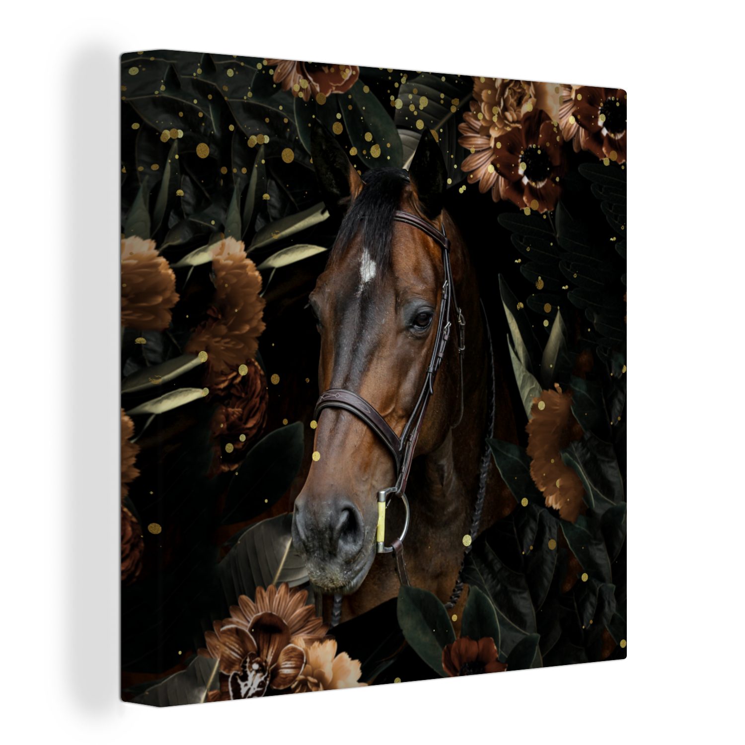 Pferd OneMillionCanvasses® St), Halfter, Leinwandbild für Leinwand Wohnzimmer (1 Blumen - - Schlafzimmer Bilder