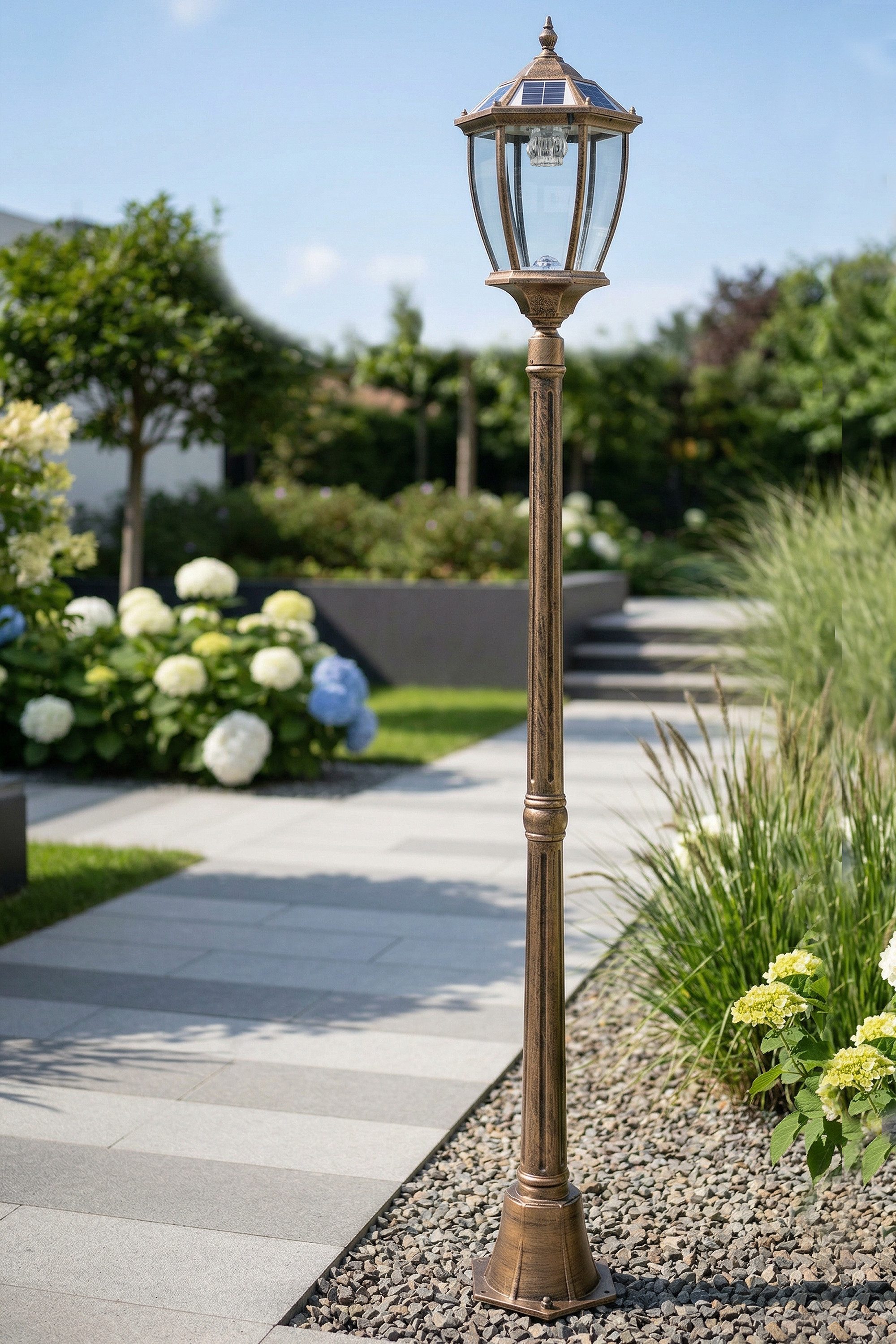 Arnusa LED Solarleuchte Gartenlaterne Außenleuchte Sockelleuchte 175cm Klassisch Solarlampe, Farbwechsel, LED fest integriert, warmweiß, kaltweiß, kabellos mit Dämmerungssensor