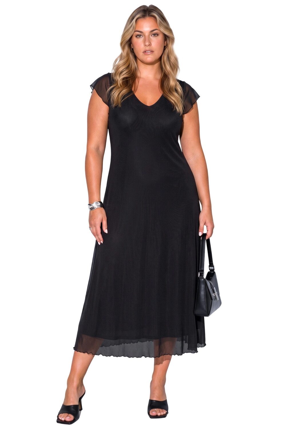Shape of You Midikleid Plus Size V-Ausschnitt Kurzarm Midi Kleid