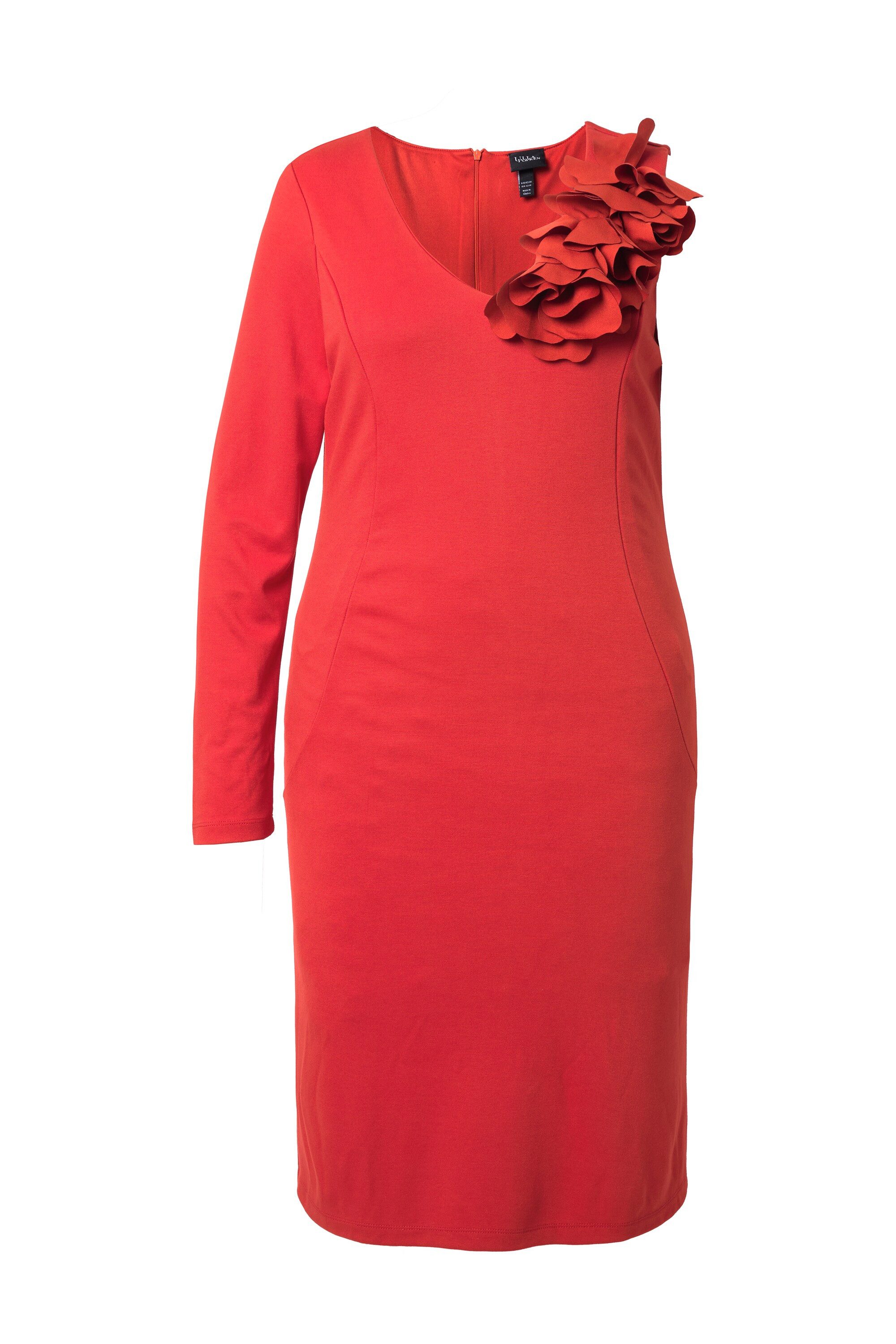 Ulla Popken Jerseykleid Jersekleid Blüten-Applikation ärmellos/Langarm