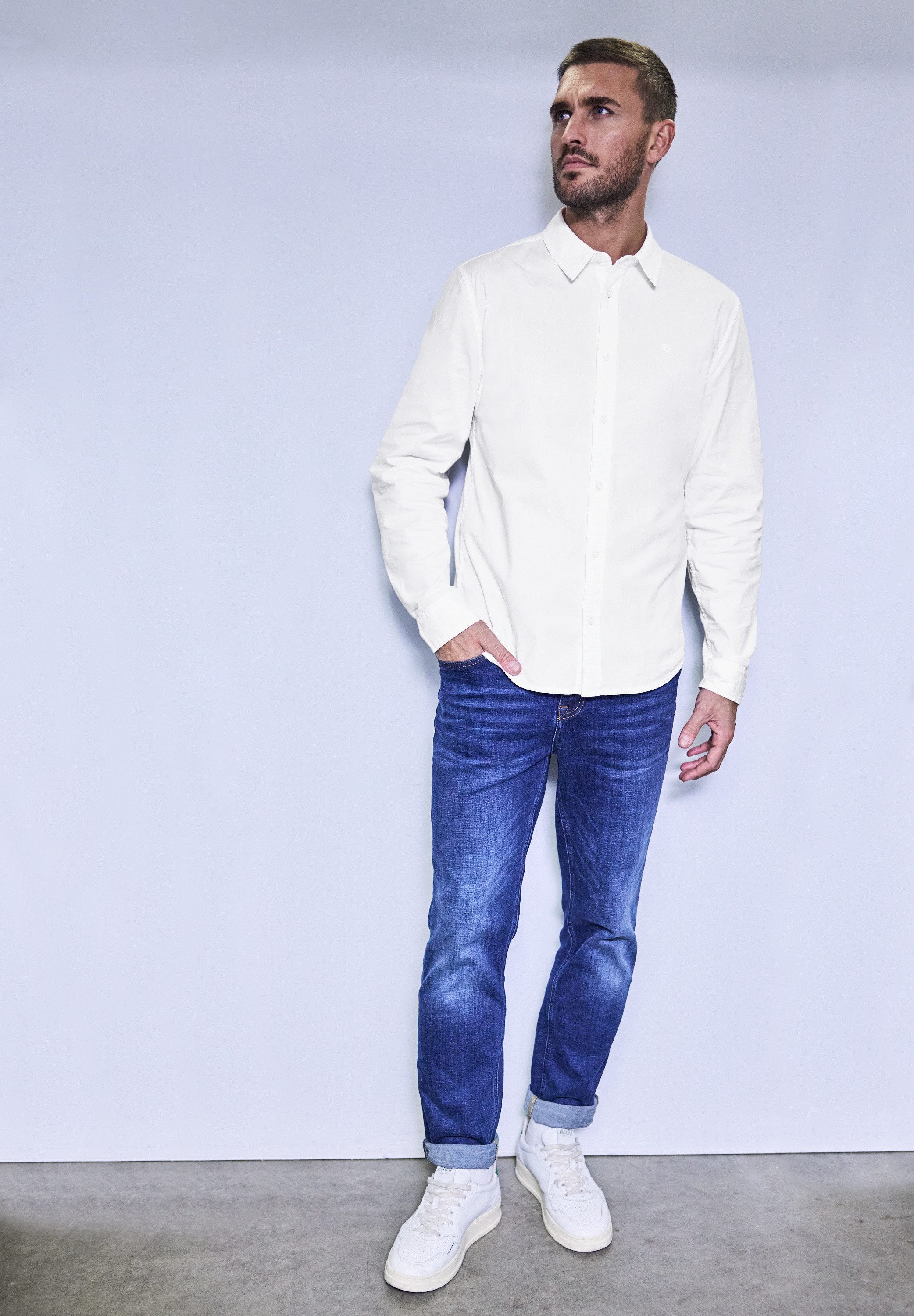 STREET ONE MEN Langarmhemd aus Baumwolle mit Stretchanteil