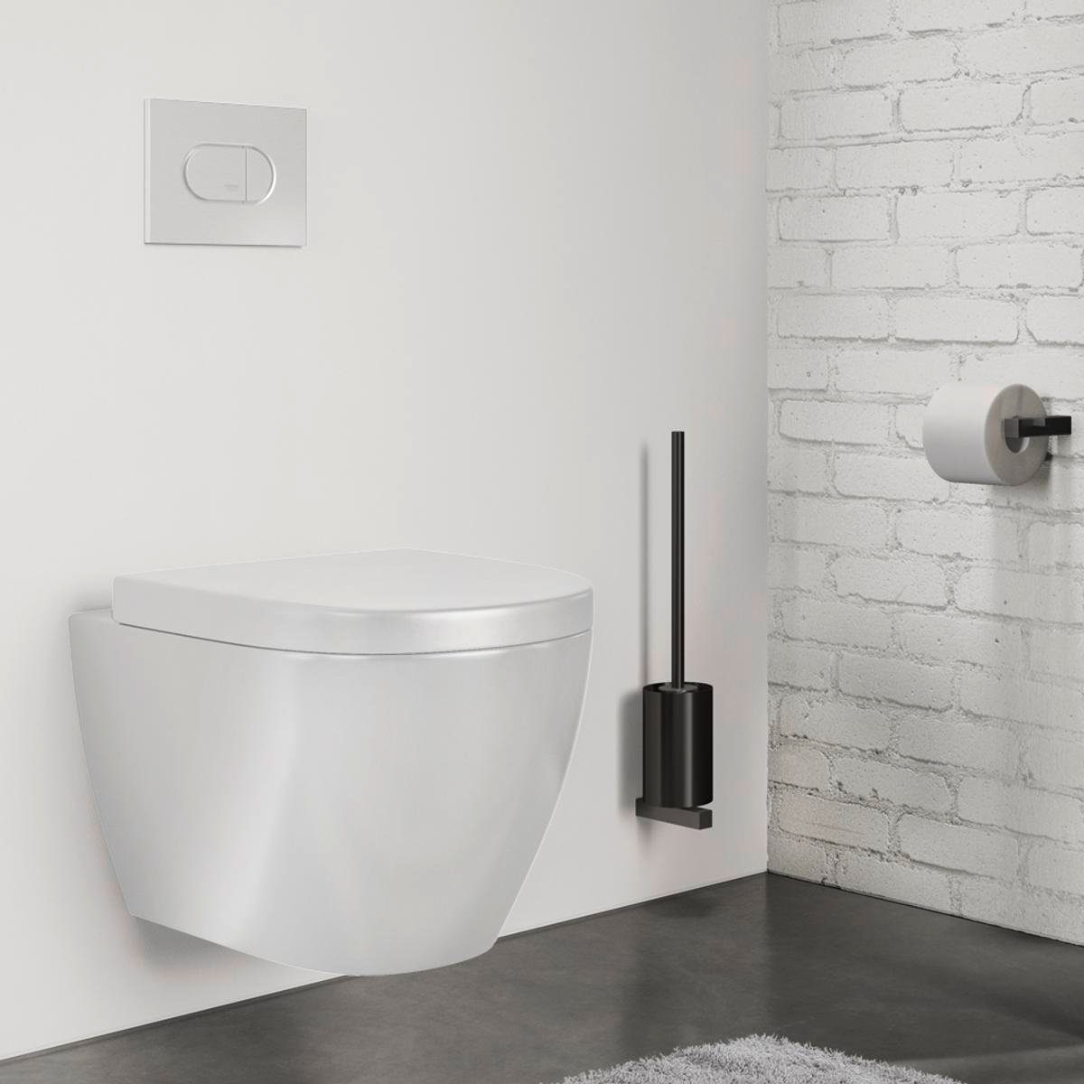 Zack Toilettenbürste Wandmontage, ZA-40507, (Set) Edelstahl WC-Reinigungsbürste CARVO ZACK WC, schwarz