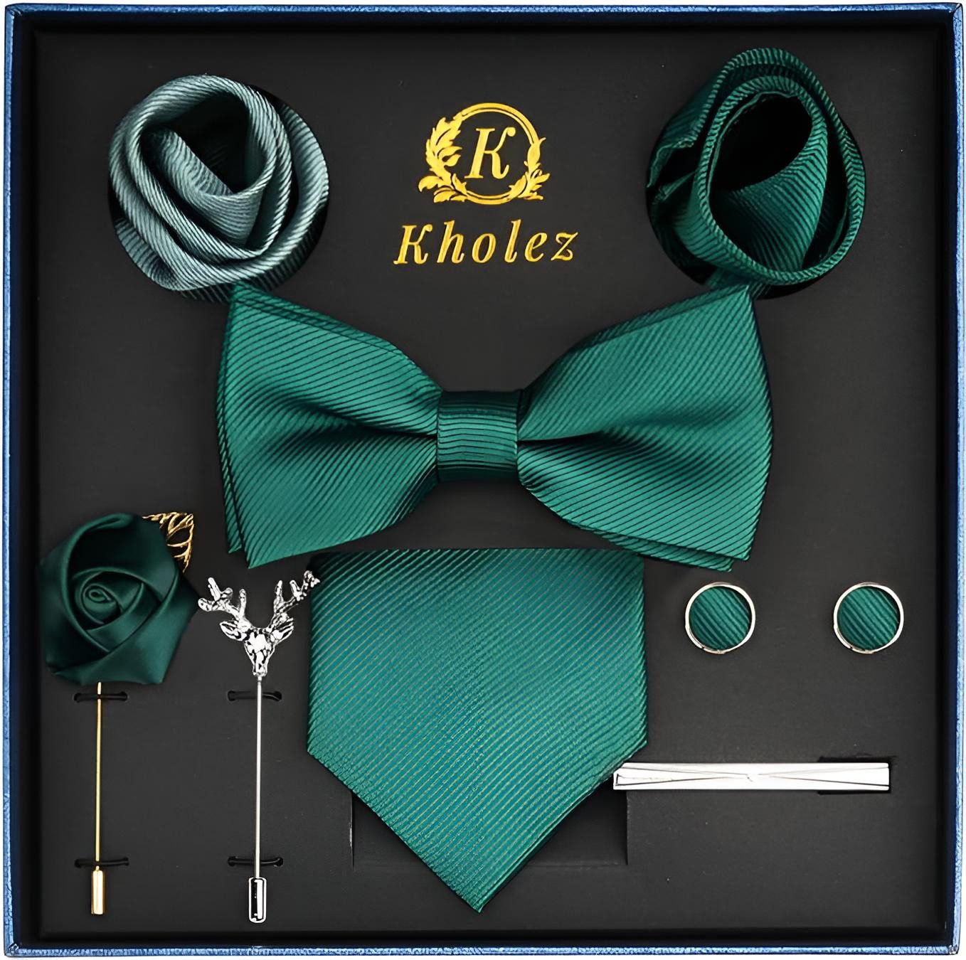Diyarts Krawatte Hochzeitskrawatte (Fliegen Set mit, Einstecktuch, Manschettenköpfe, Krawattennadel, Boutonniere) Hochwertige Materialien, Vielseitigkeit & Idea – Bild 4 von 4