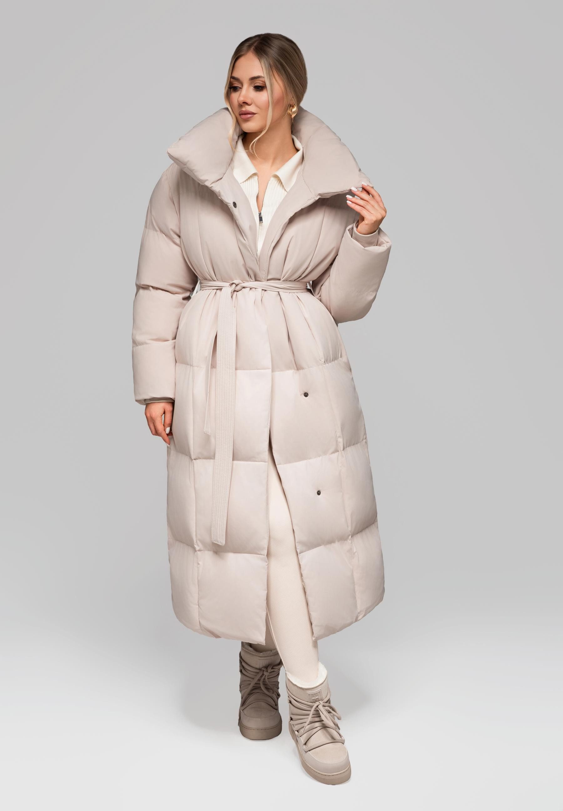 OMBRE Wintermantel Damen Steppmantel mit Bindegürtel und voluminösem Stehkr günstig online kaufen