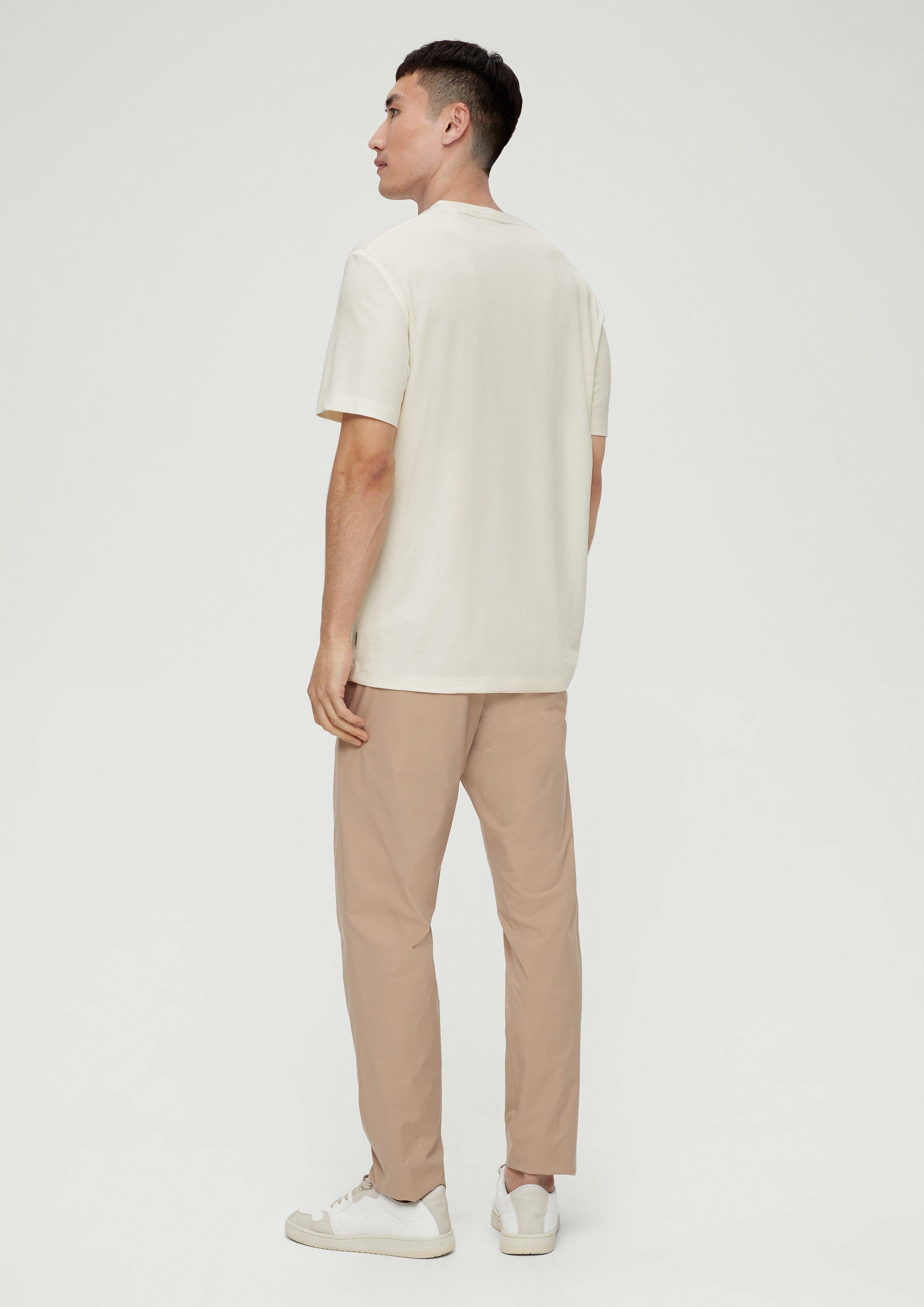 s.Oliver Kurzarmshirt Hochwertiges Modal T-Shirt wollweiß Piquéstruktur mit