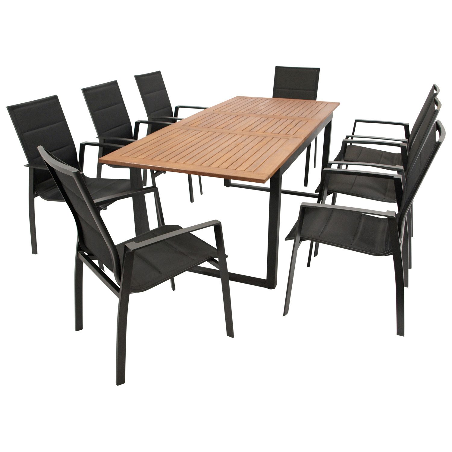 DEGAMO Garten-Essgruppe RIVELLO (8x Stapelsessel, 1x günstig online kaufen