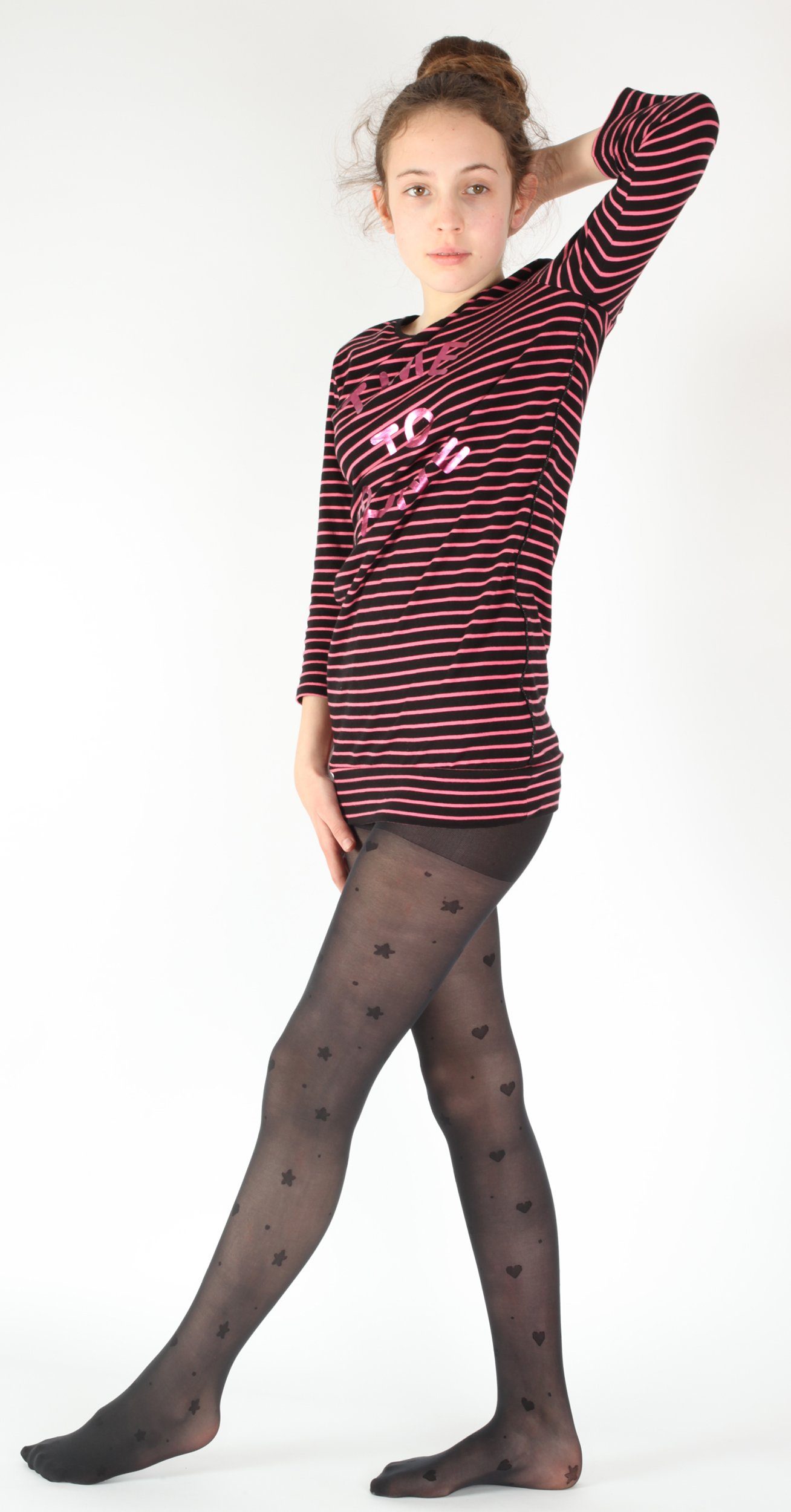 GIULIA Feinstrumpfhose schwarze Mädchen Kinder Strumpfhose mit Sternen Sternchen Muster Print 40 DEN (1 St) – Bild 2 von 2