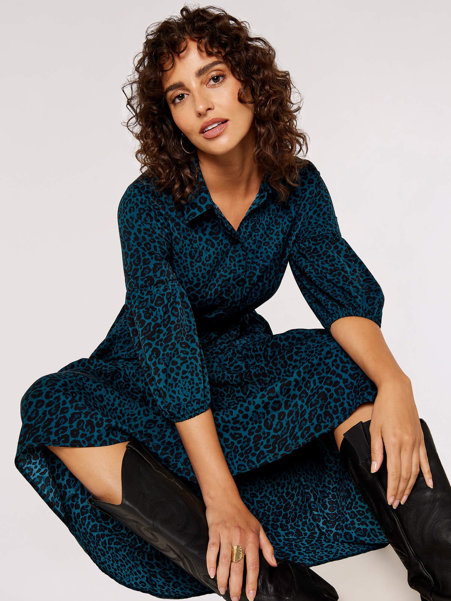 Apricot Druckkleid Kleid mit Tiermuster (2-tlg., Stoffgürtel) mit Bindegürt günstig online kaufen